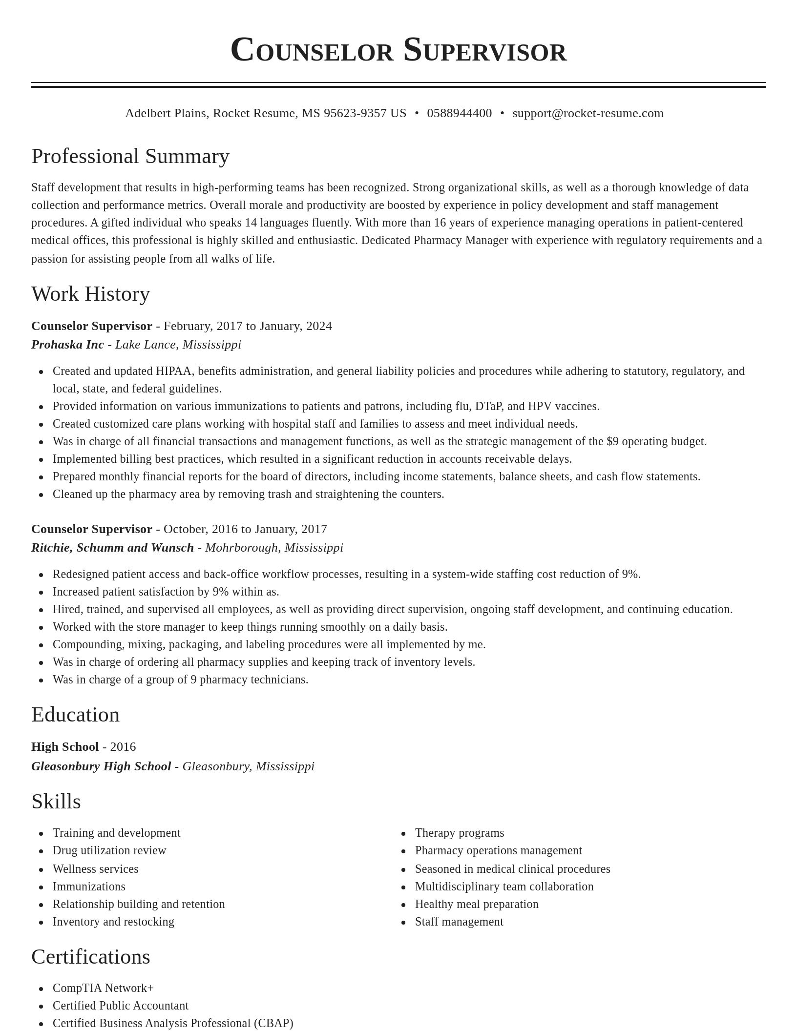 Classic resume template