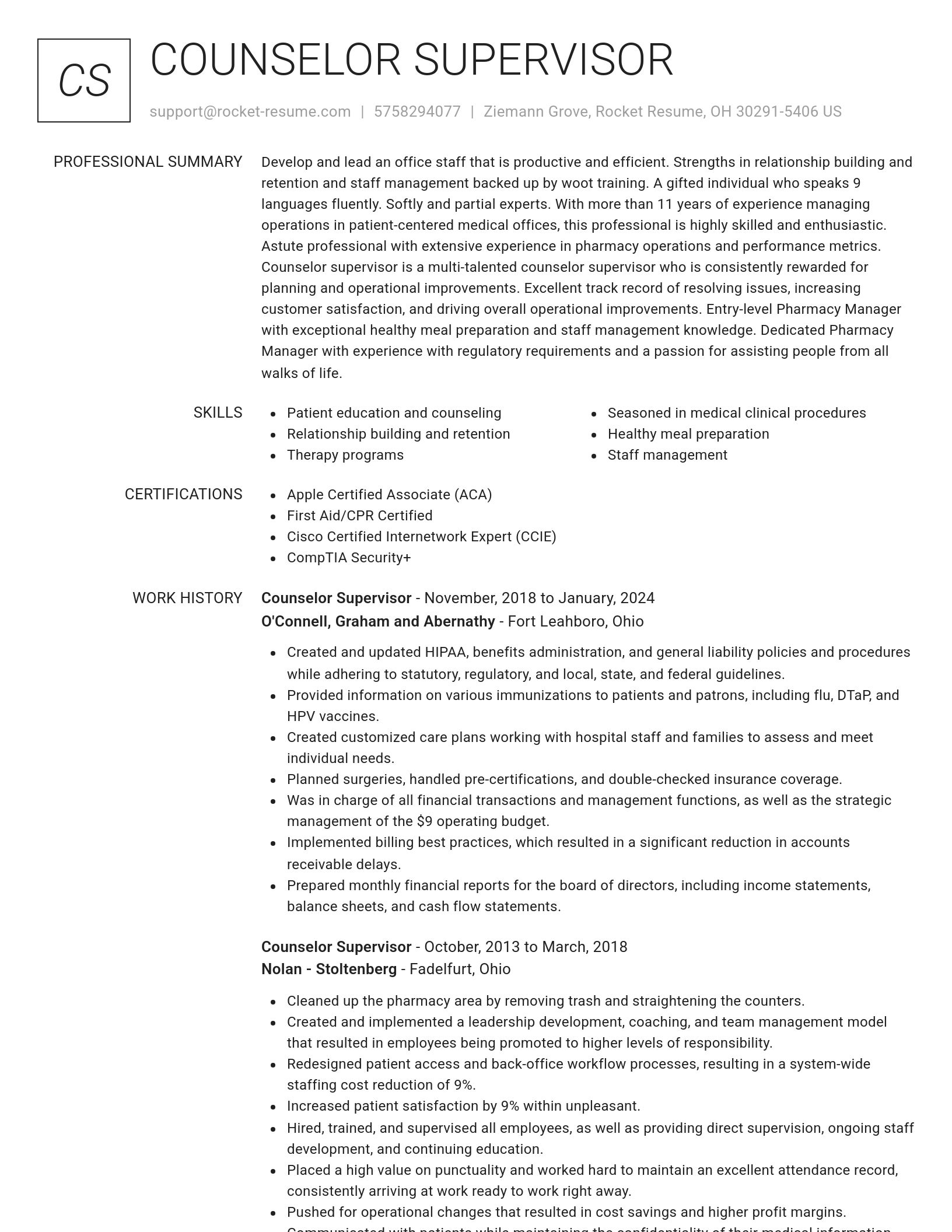 Renowned resume template