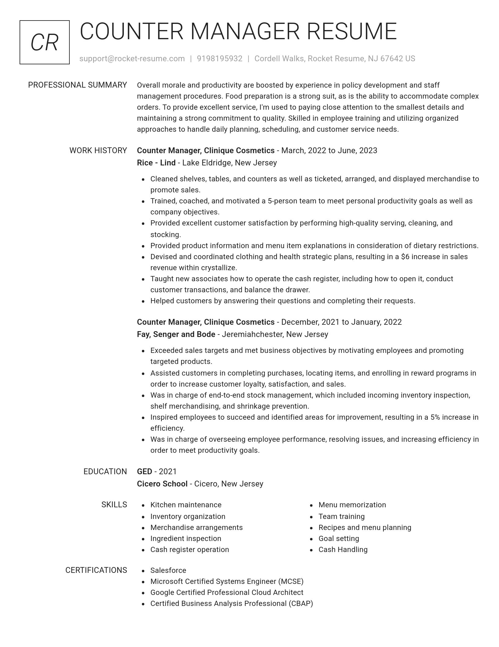 Renowned resume template