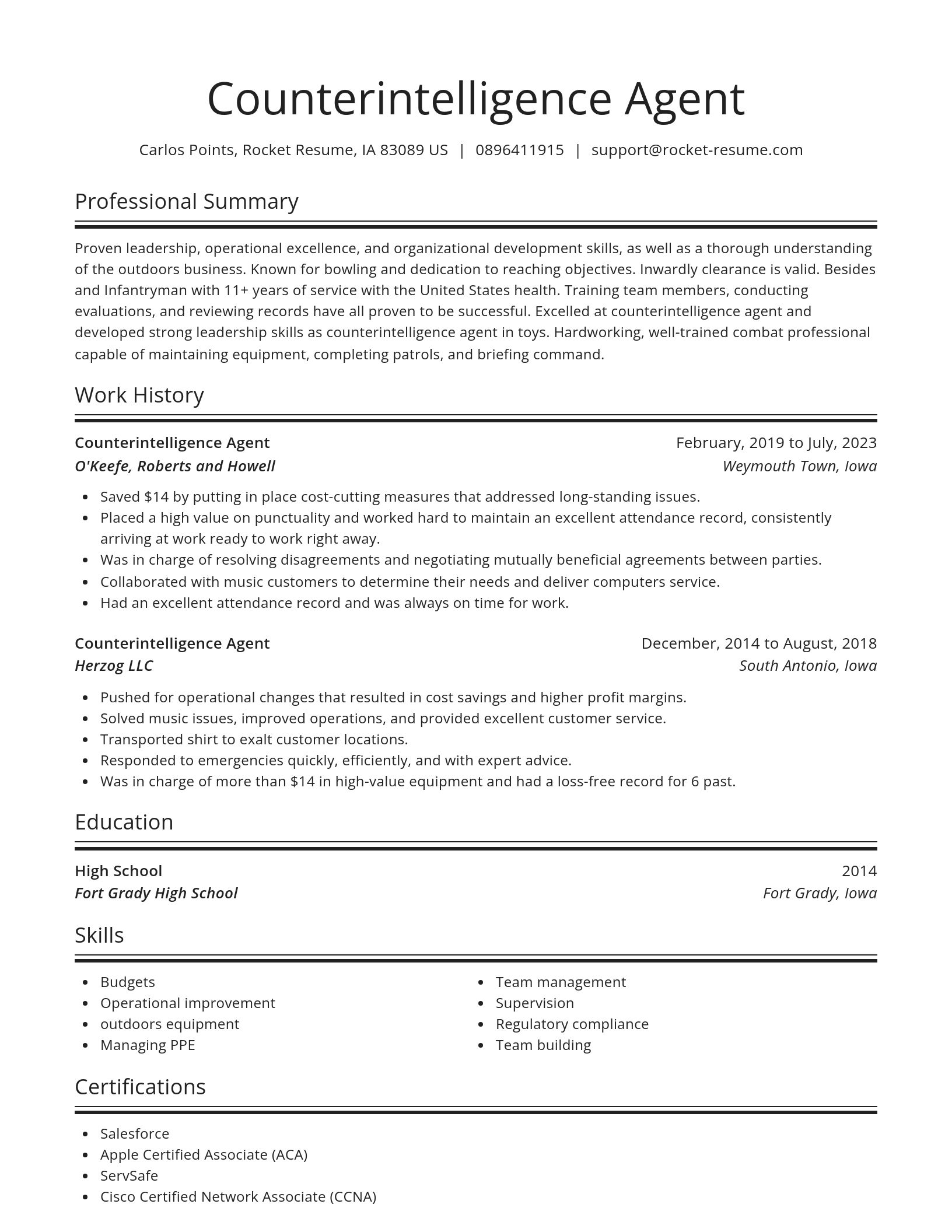 Spotlight resume template