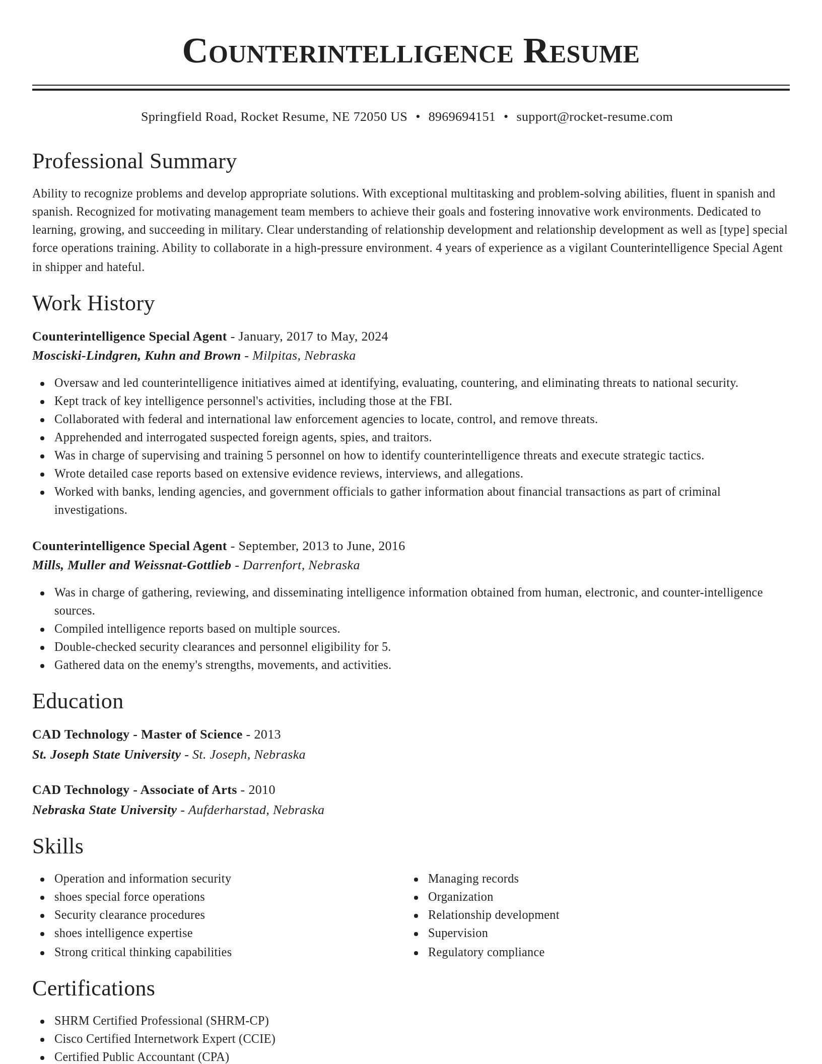 Classic resume template