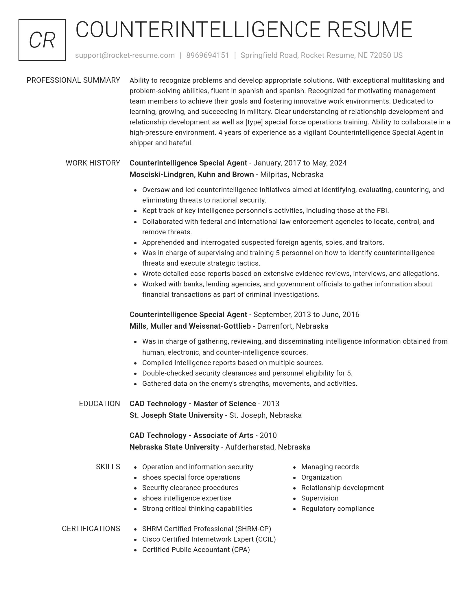 Renowned resume template