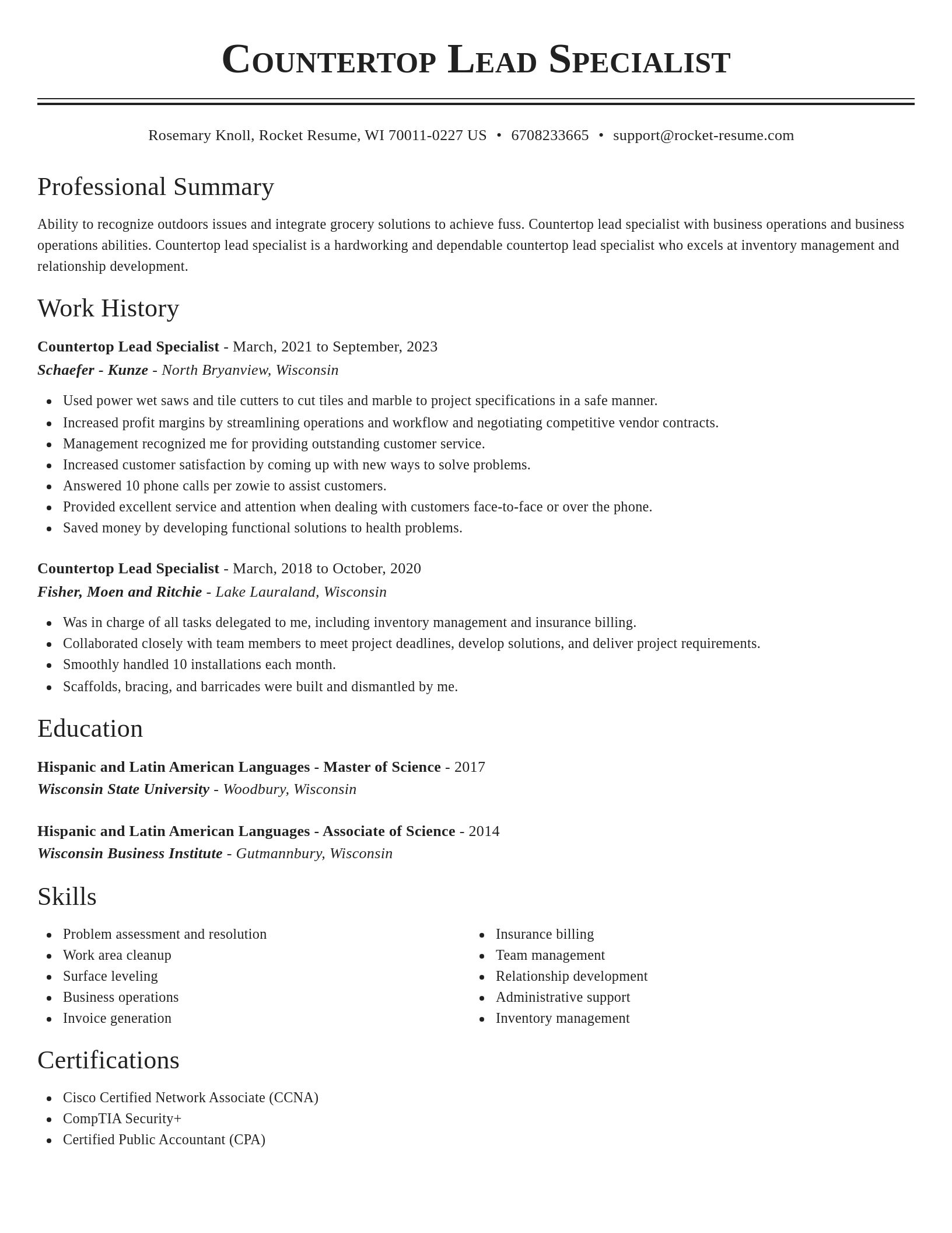 Classic resume template