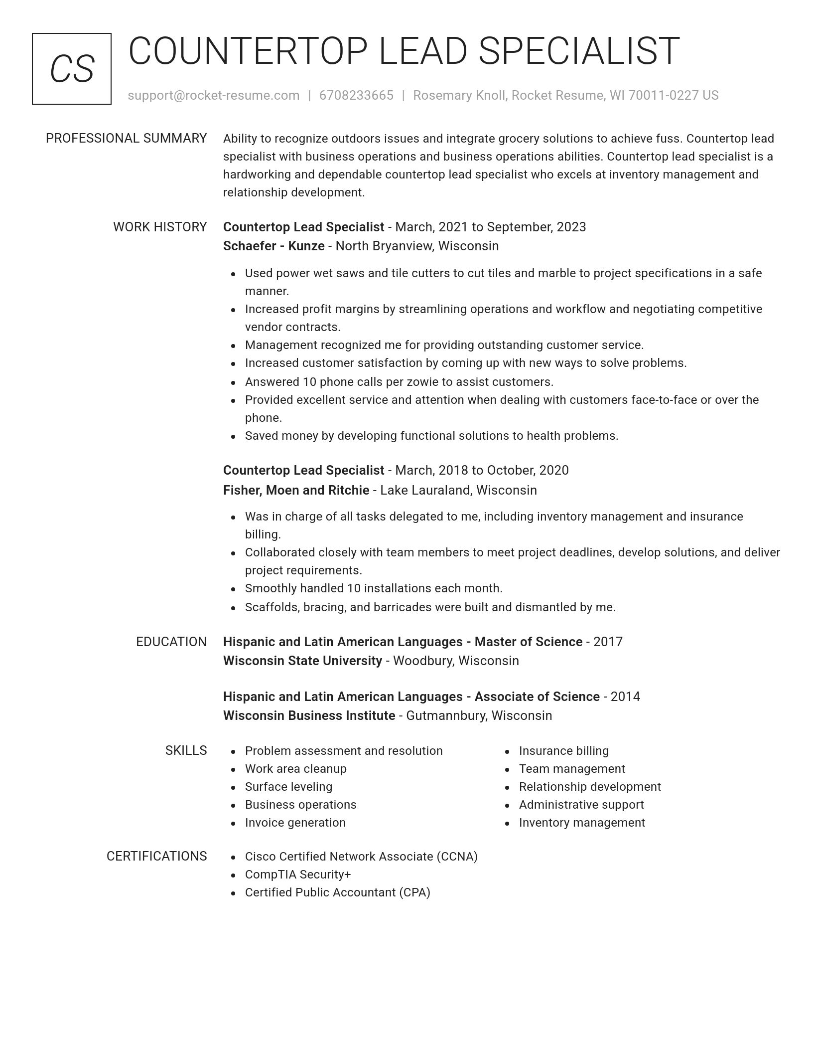Renowned resume template