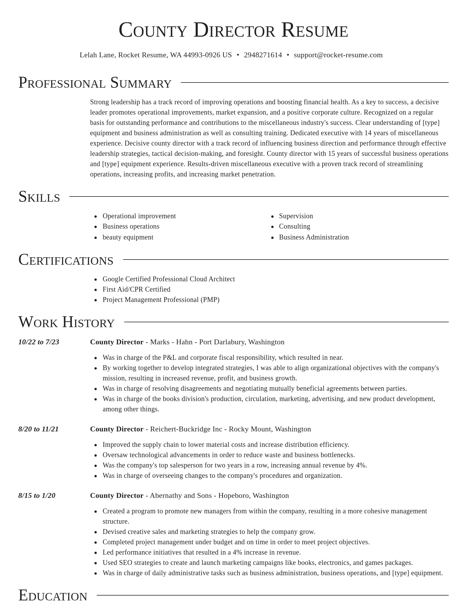 Director resume template