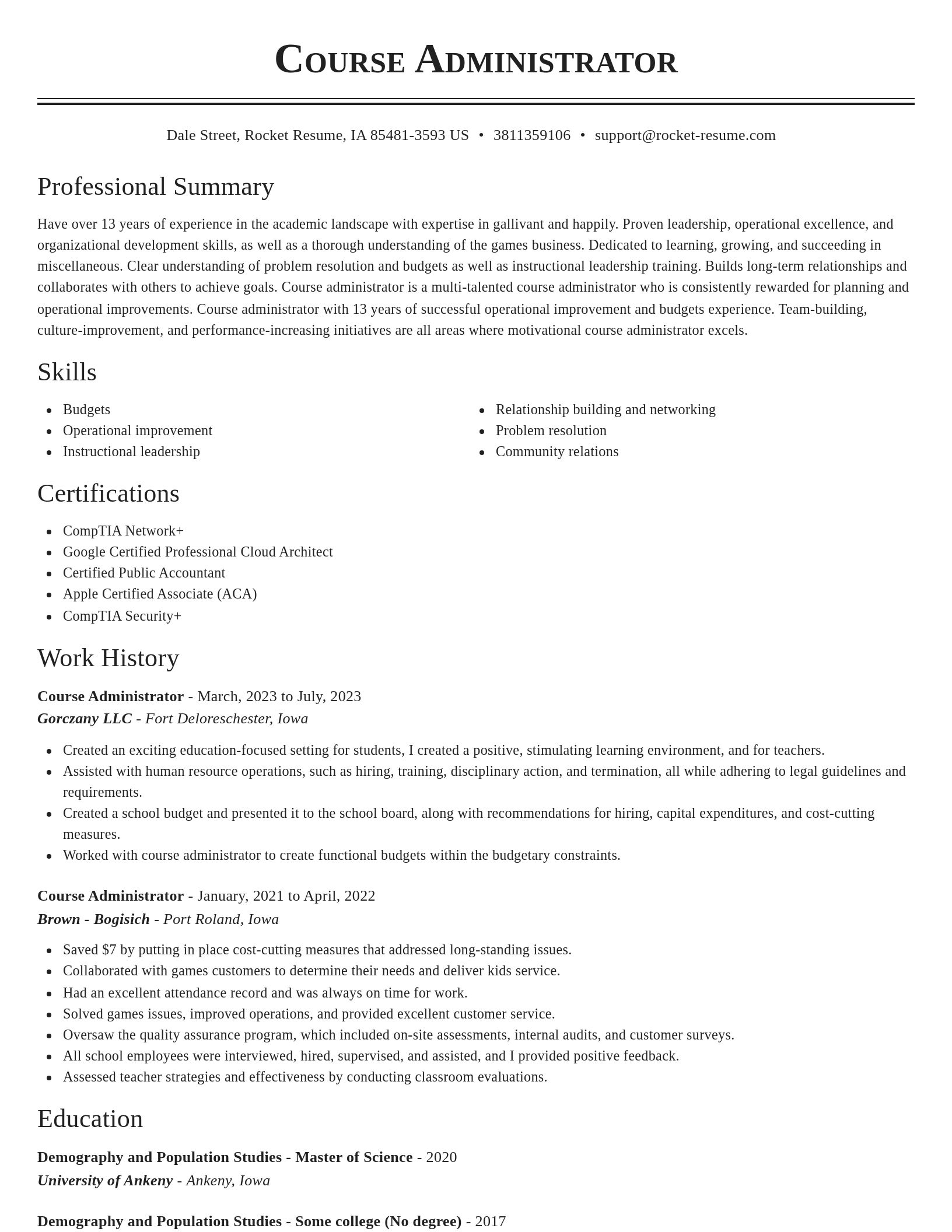 Classic resume template