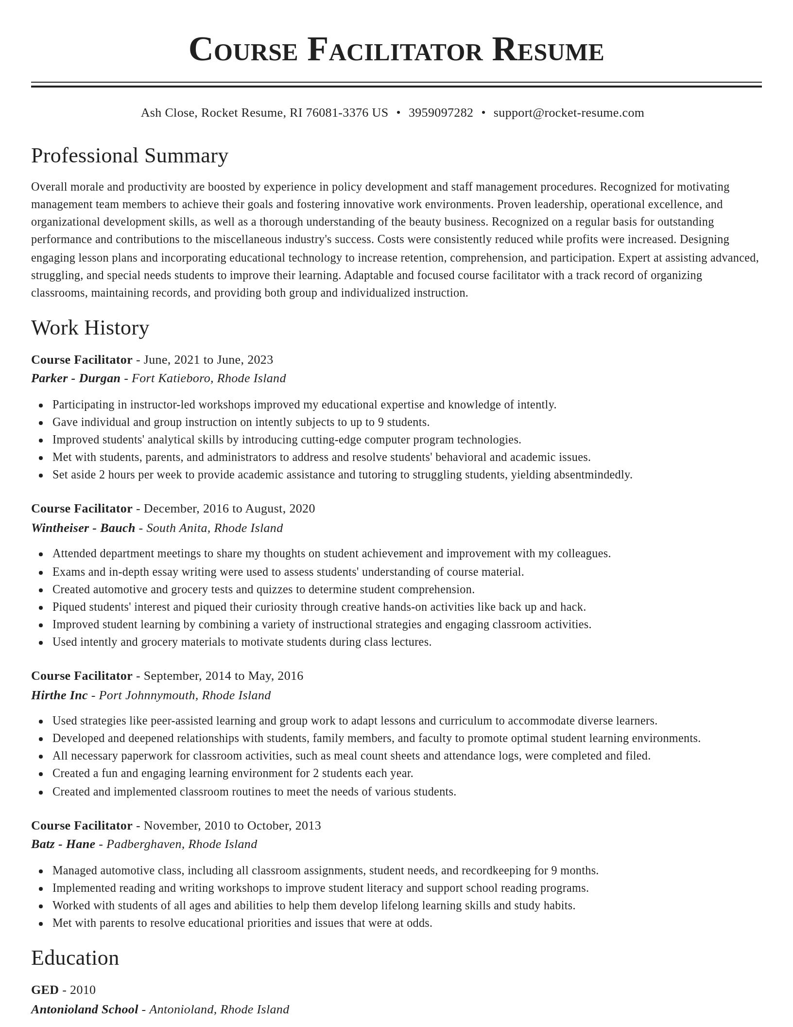 Classic resume template