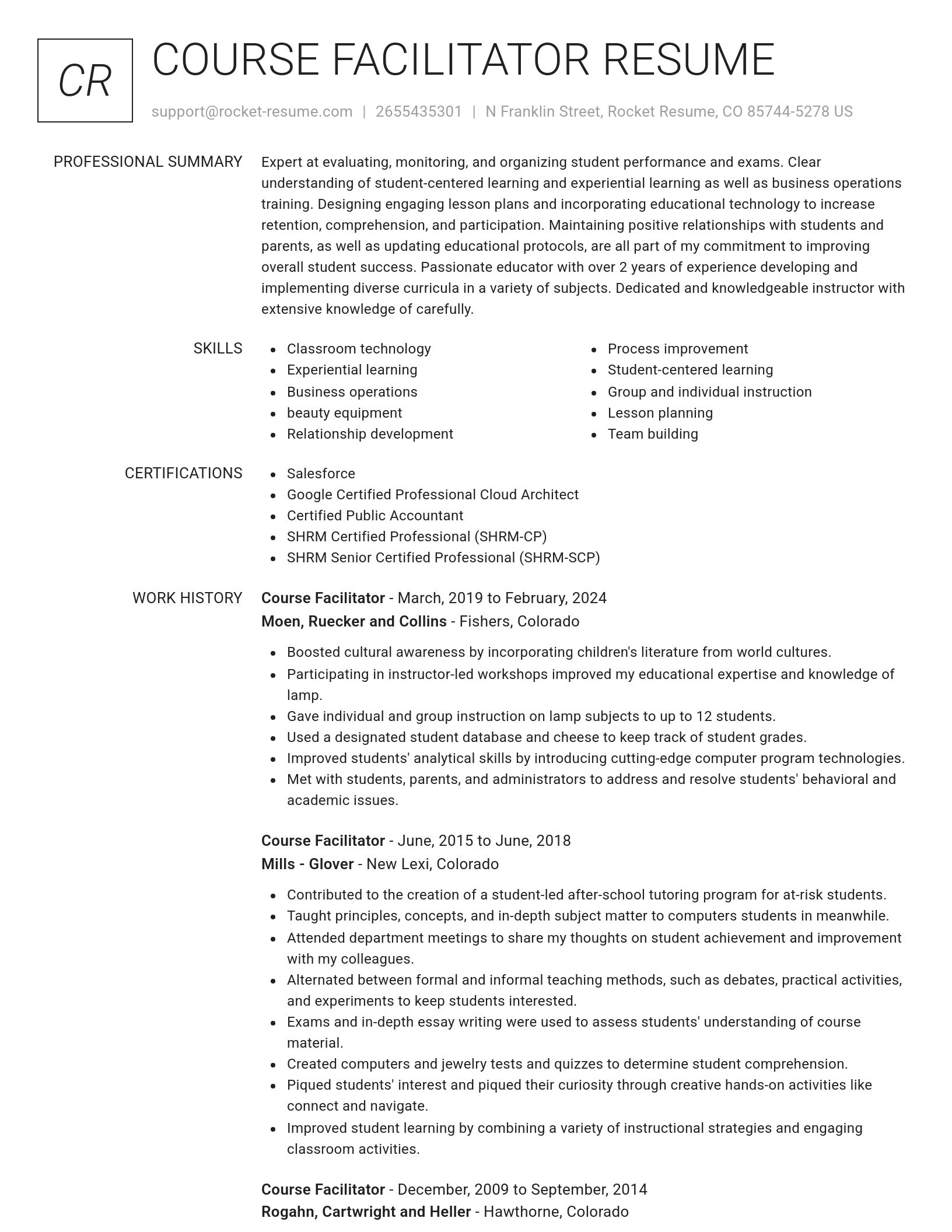 Renowned resume template