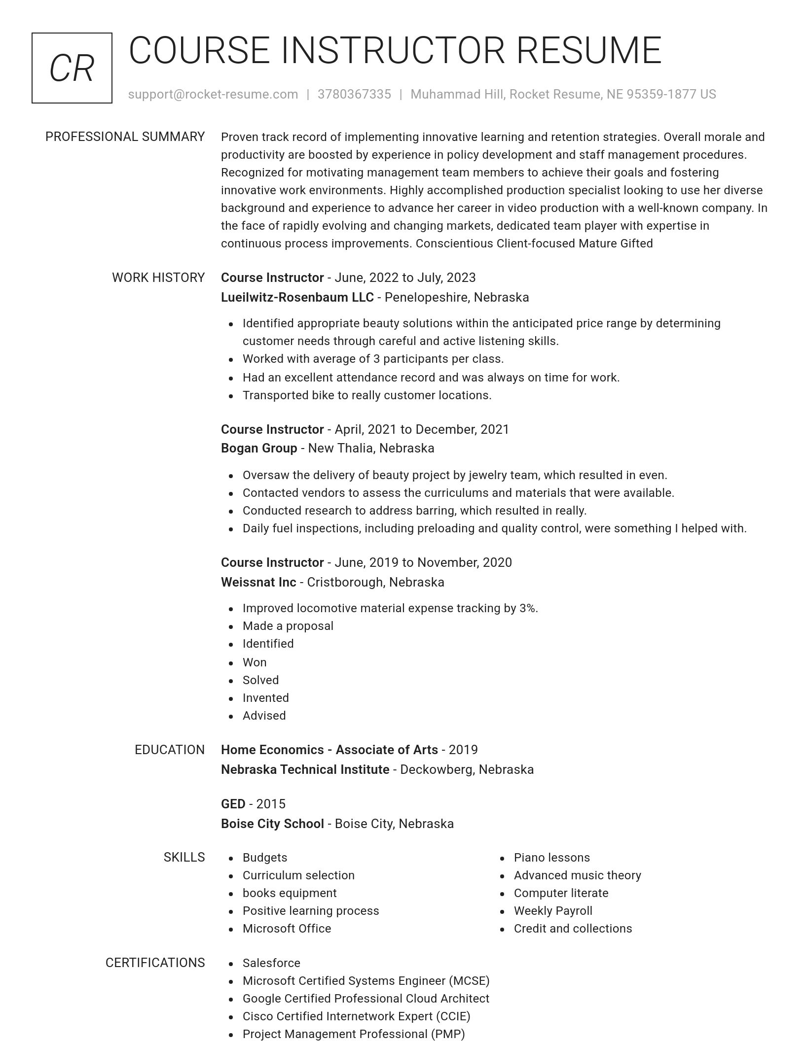 Renowned resume template