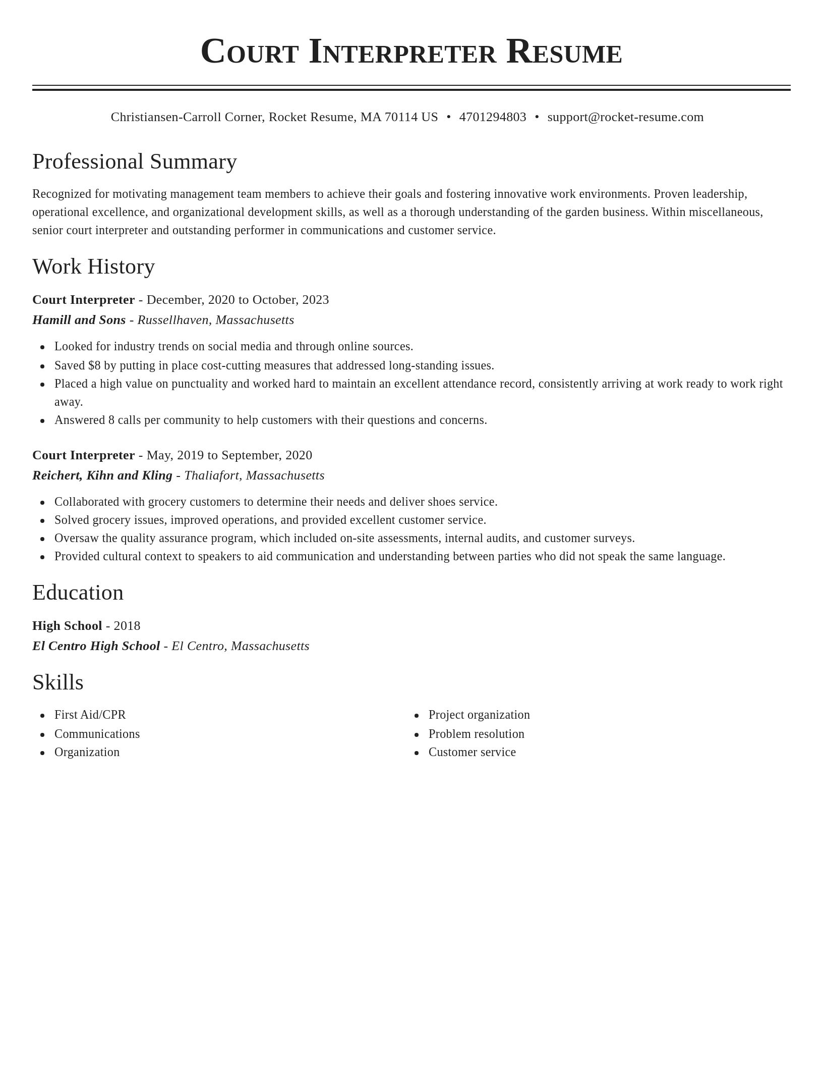 Classic resume template