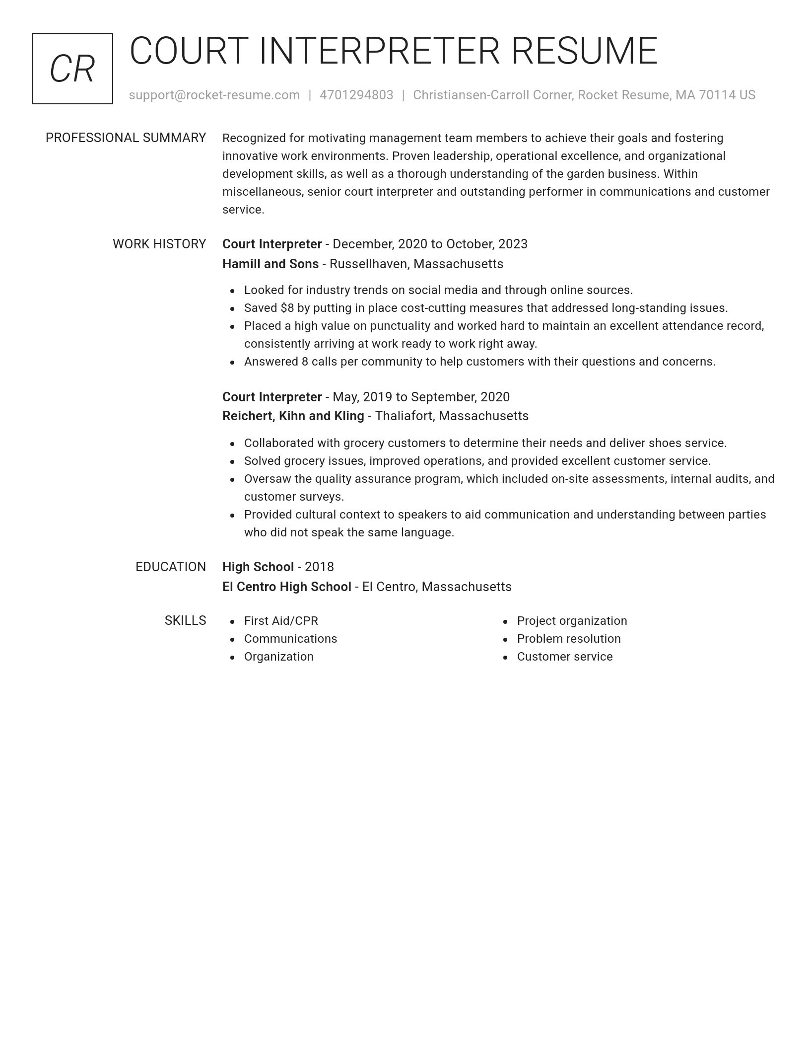 Renowned resume template