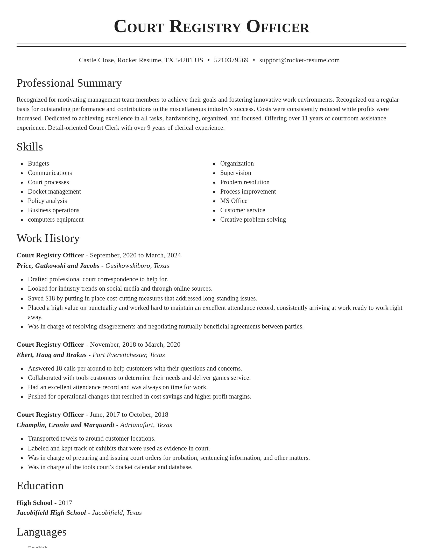 Classic resume template