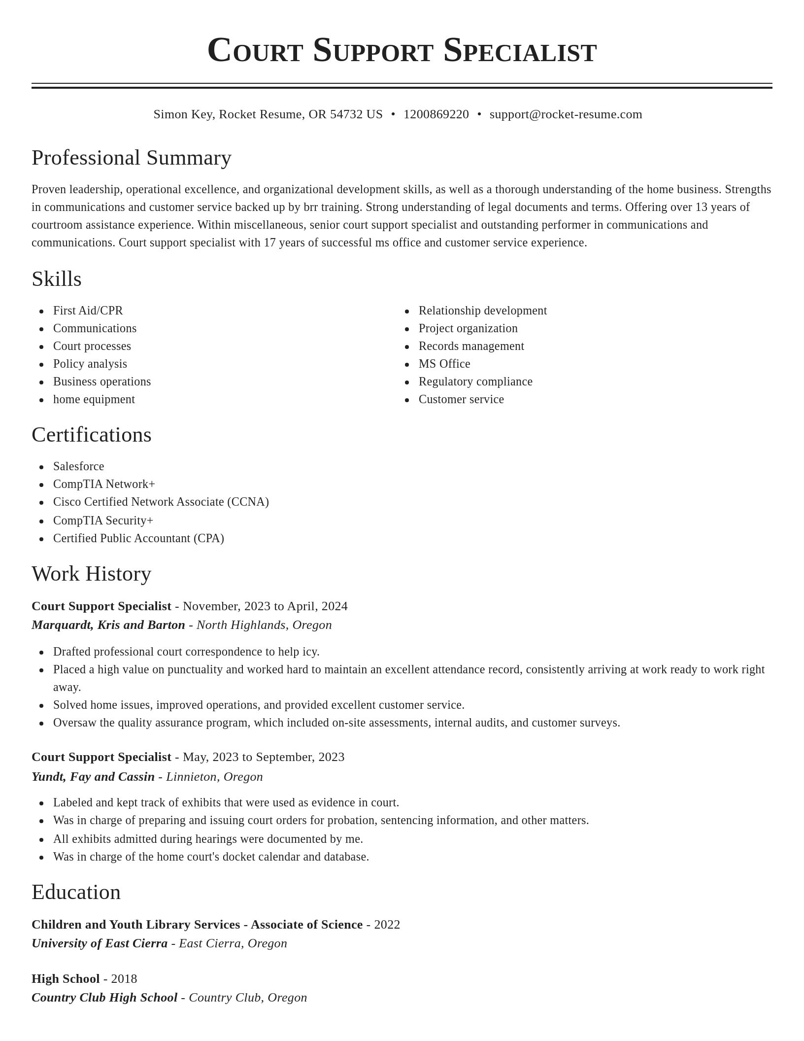 Classic resume template