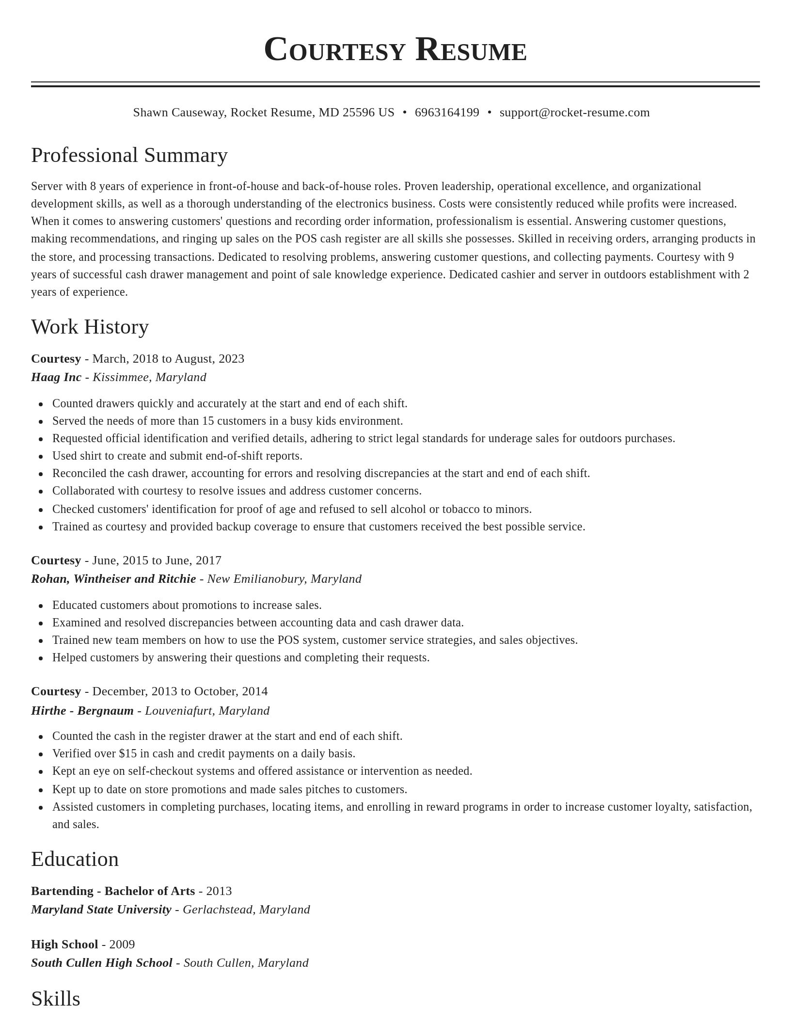 Classic resume template