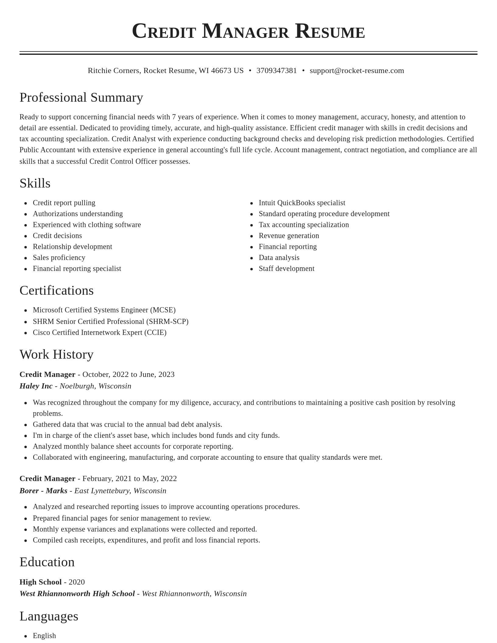 Classic resume template