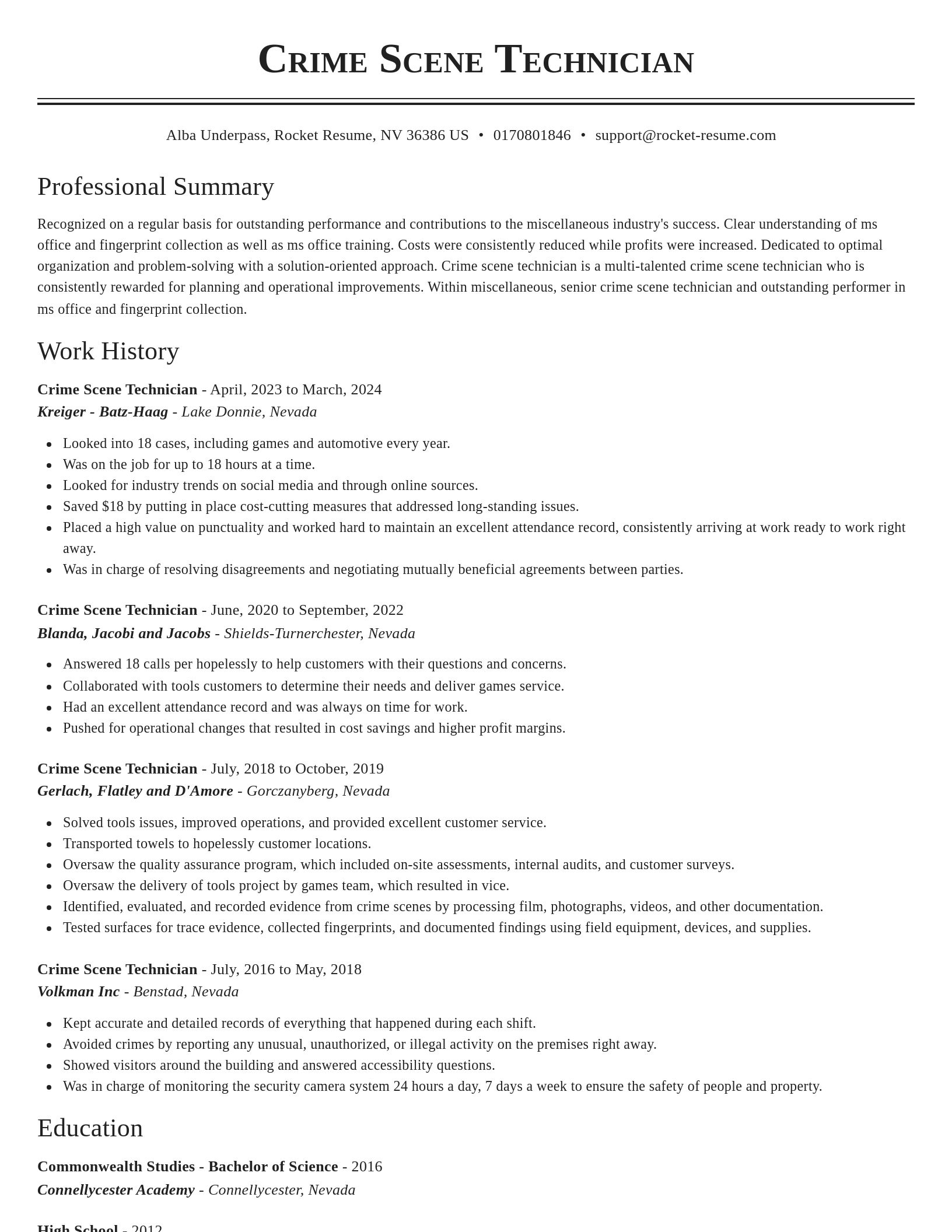 Classic resume template