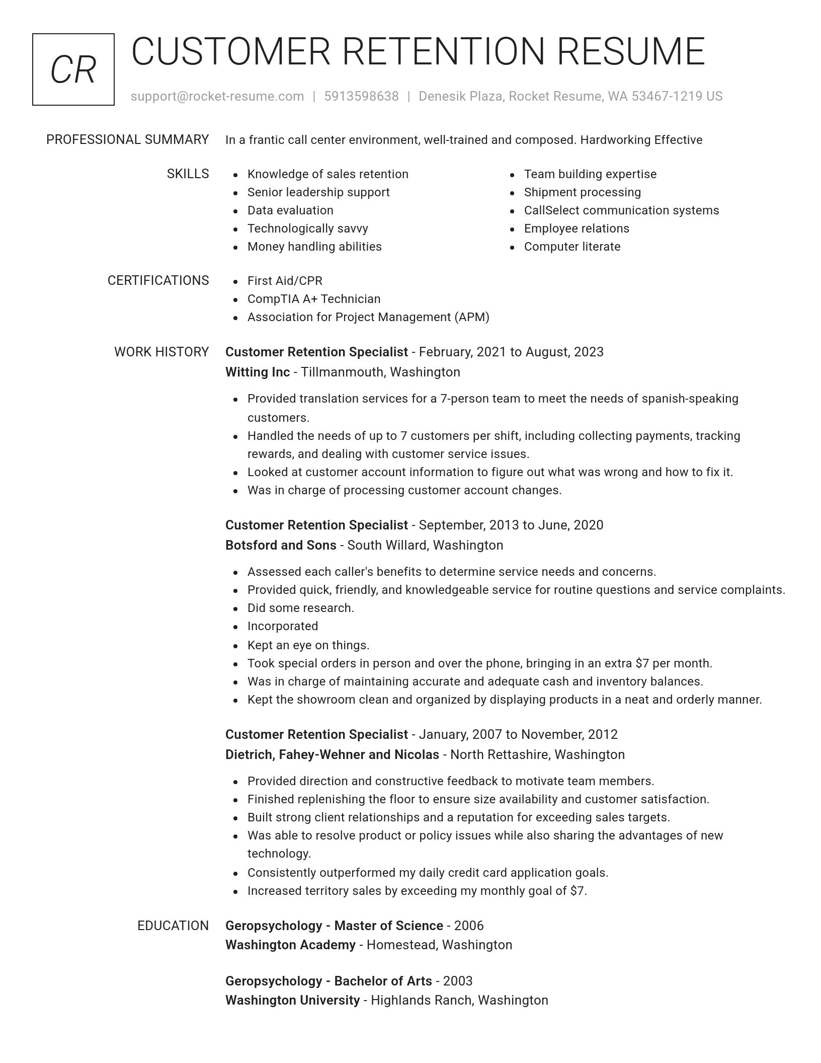 Renowned resume template