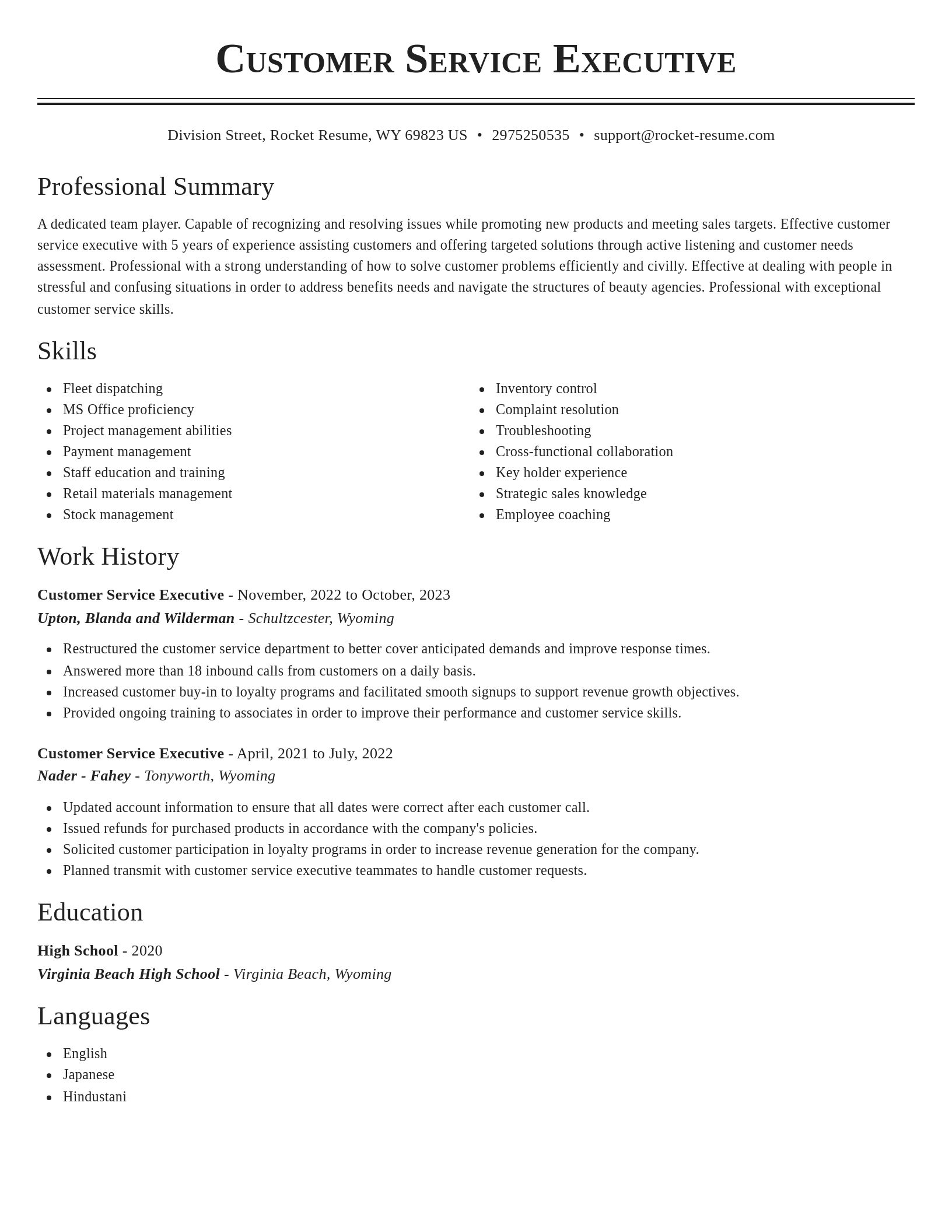 Classic resume template