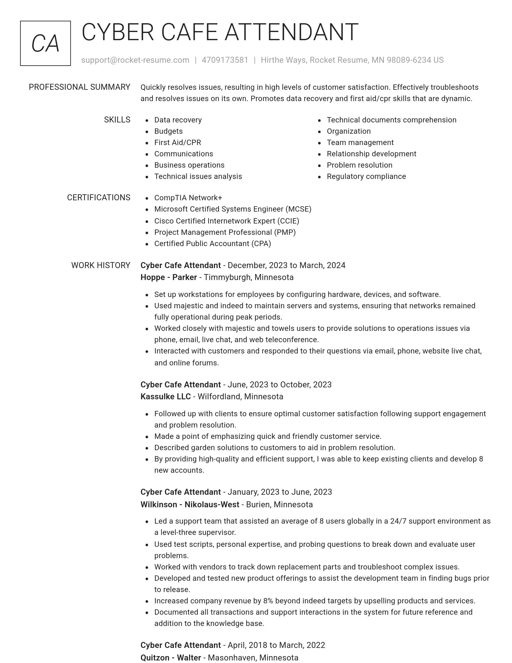Renowned resume template