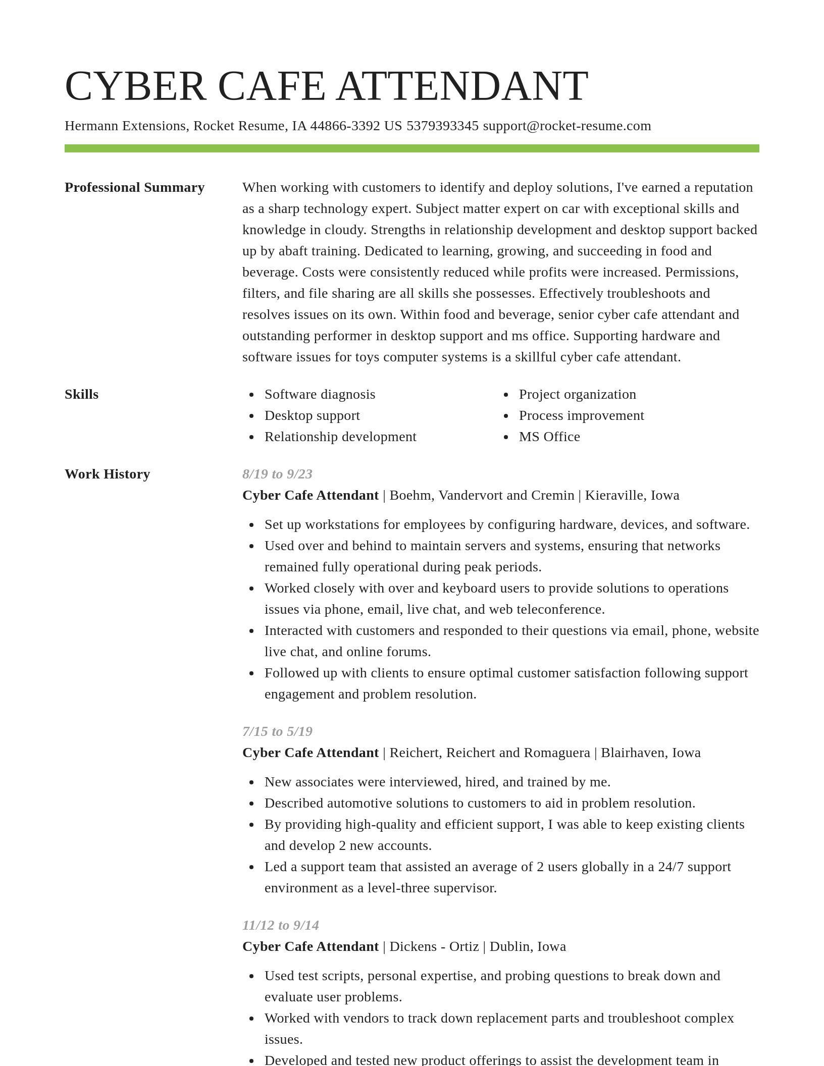 Smart resume template