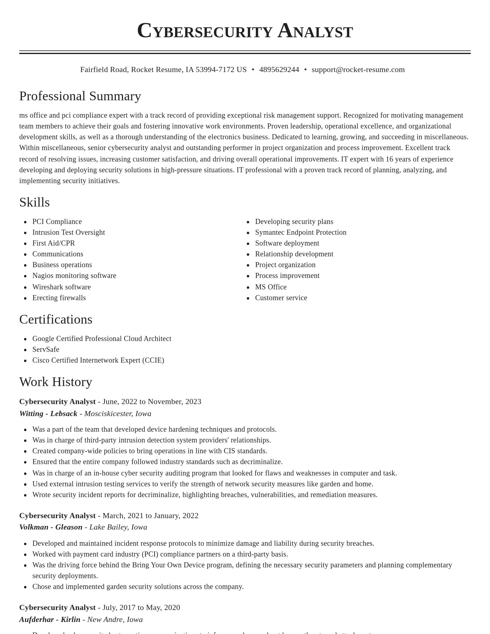 Classic resume template