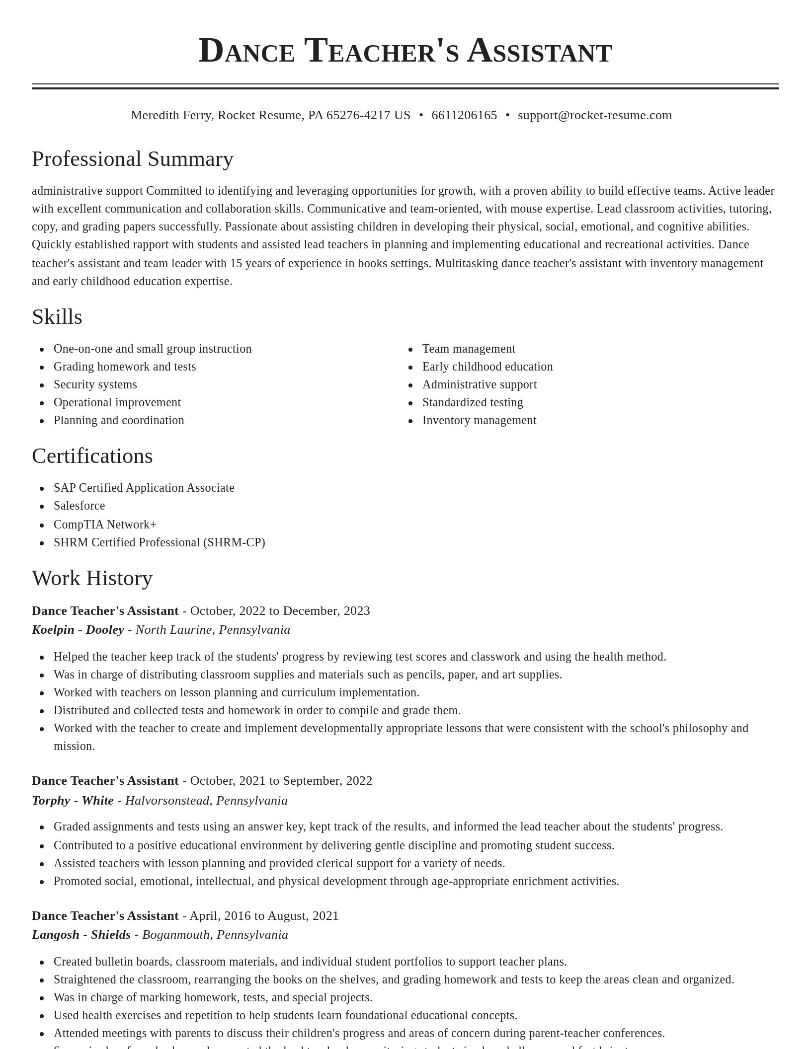 Classic resume template