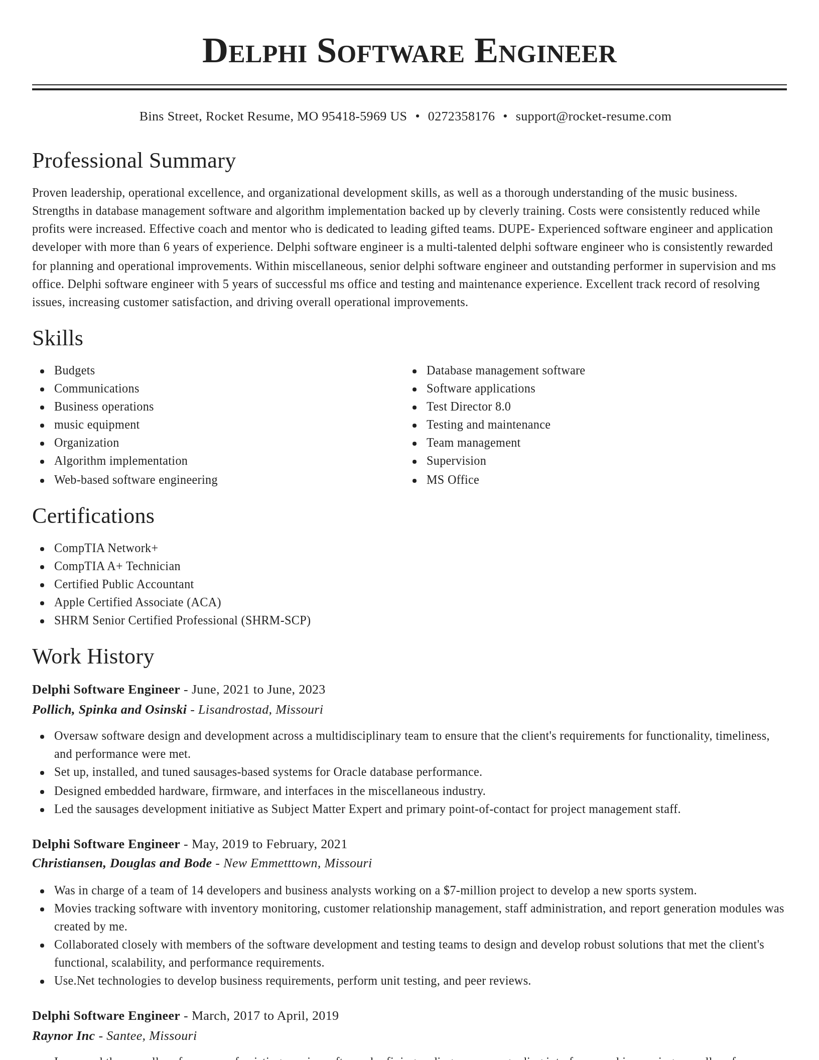 Classic resume template