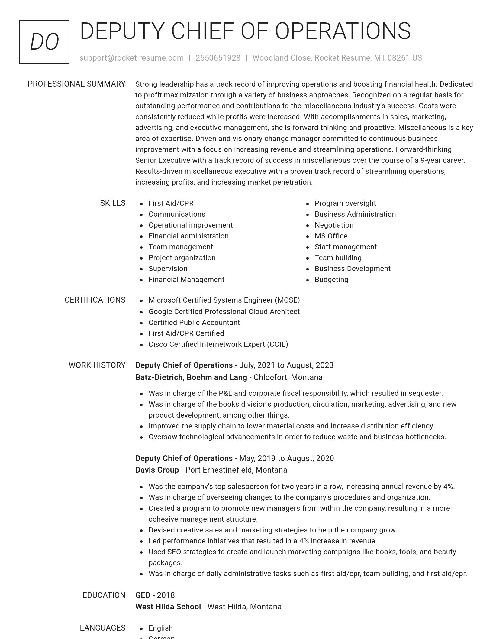 Renowned resume template