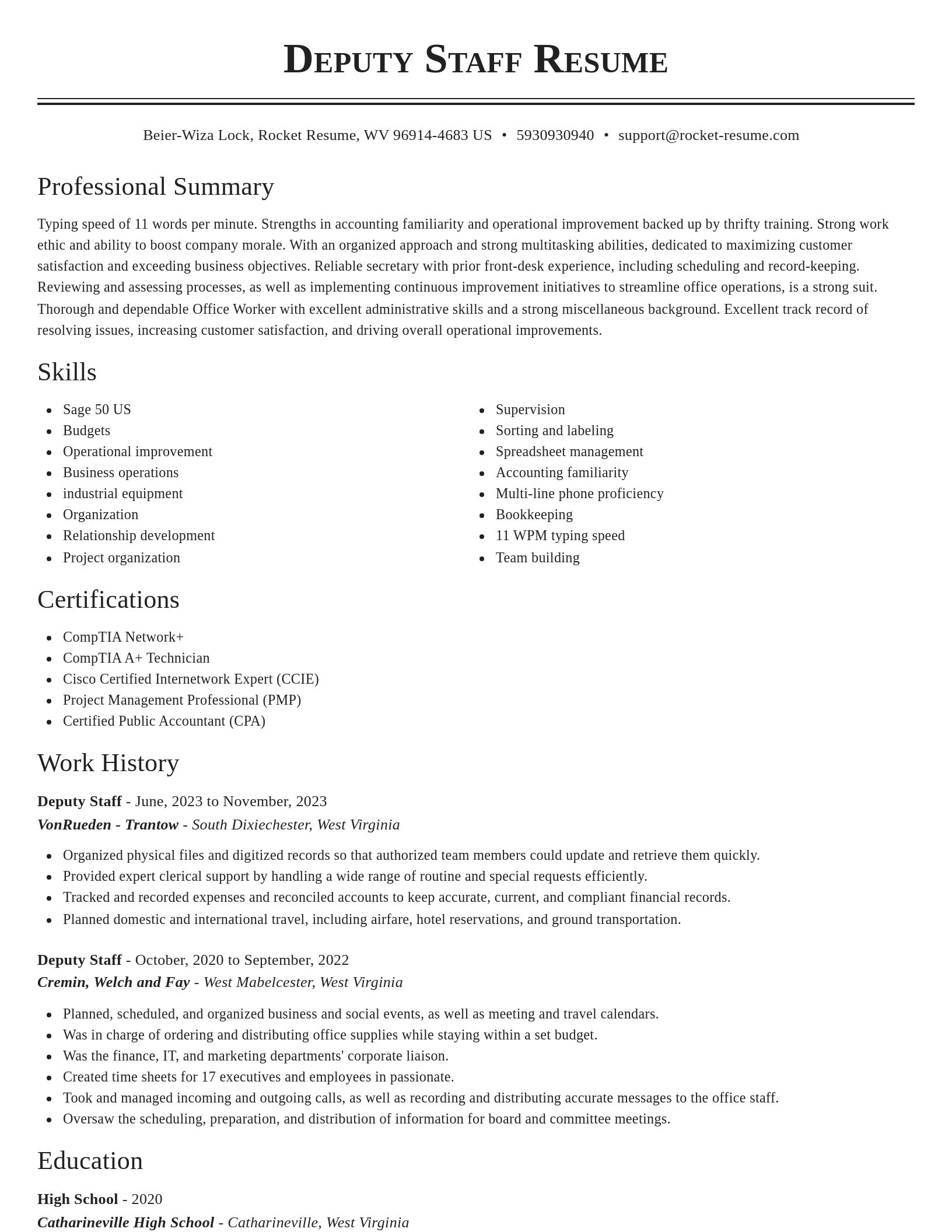 Classic resume template