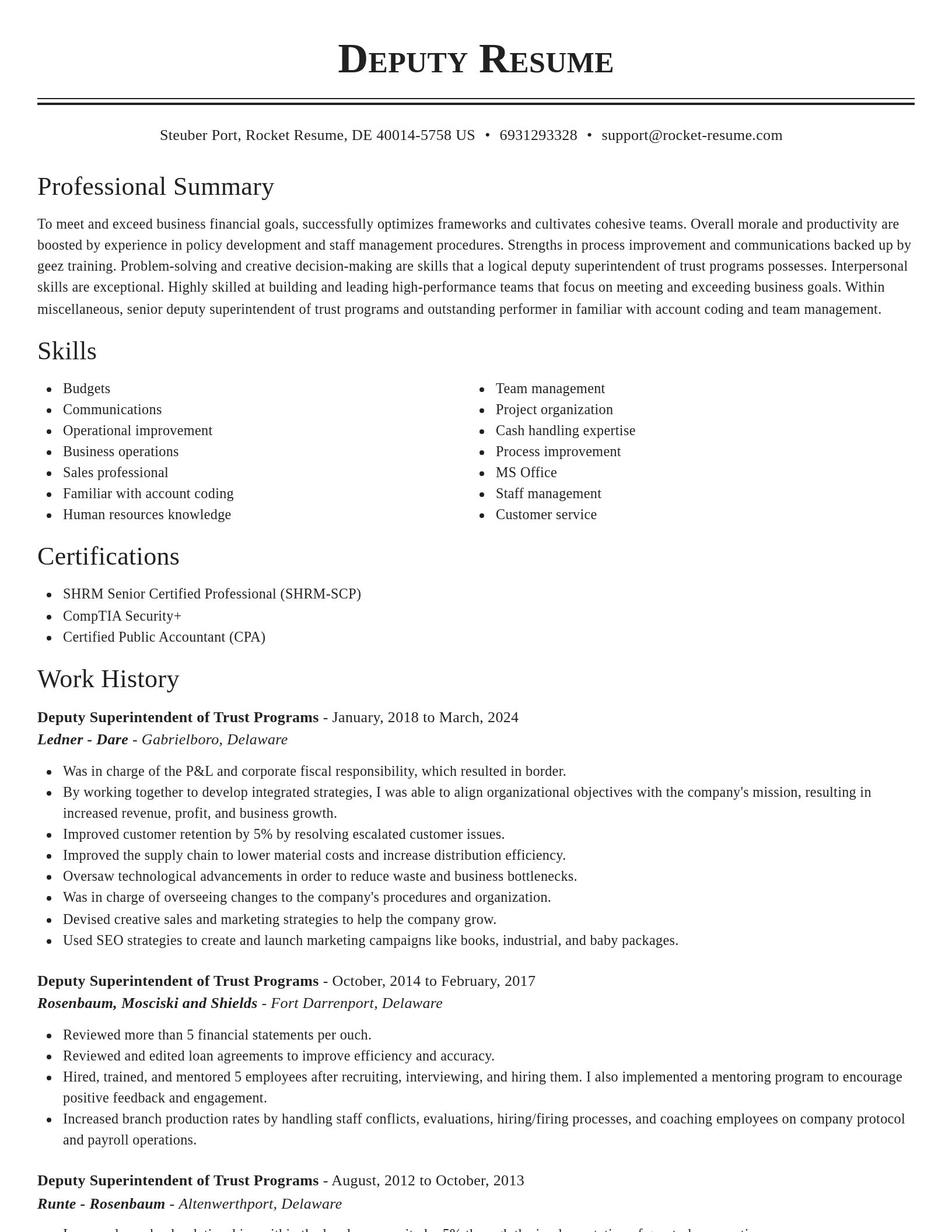 Classic resume template