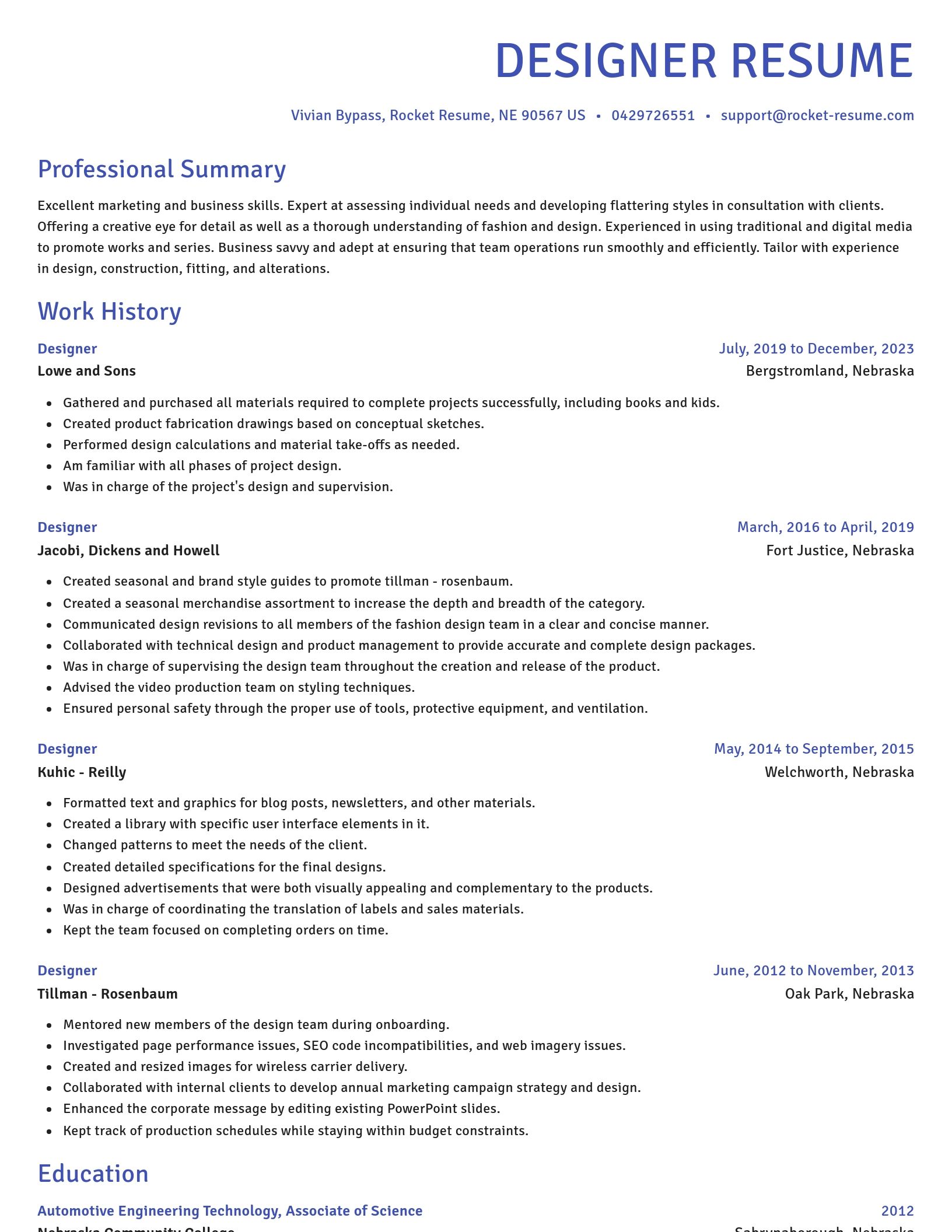 Novel resume template