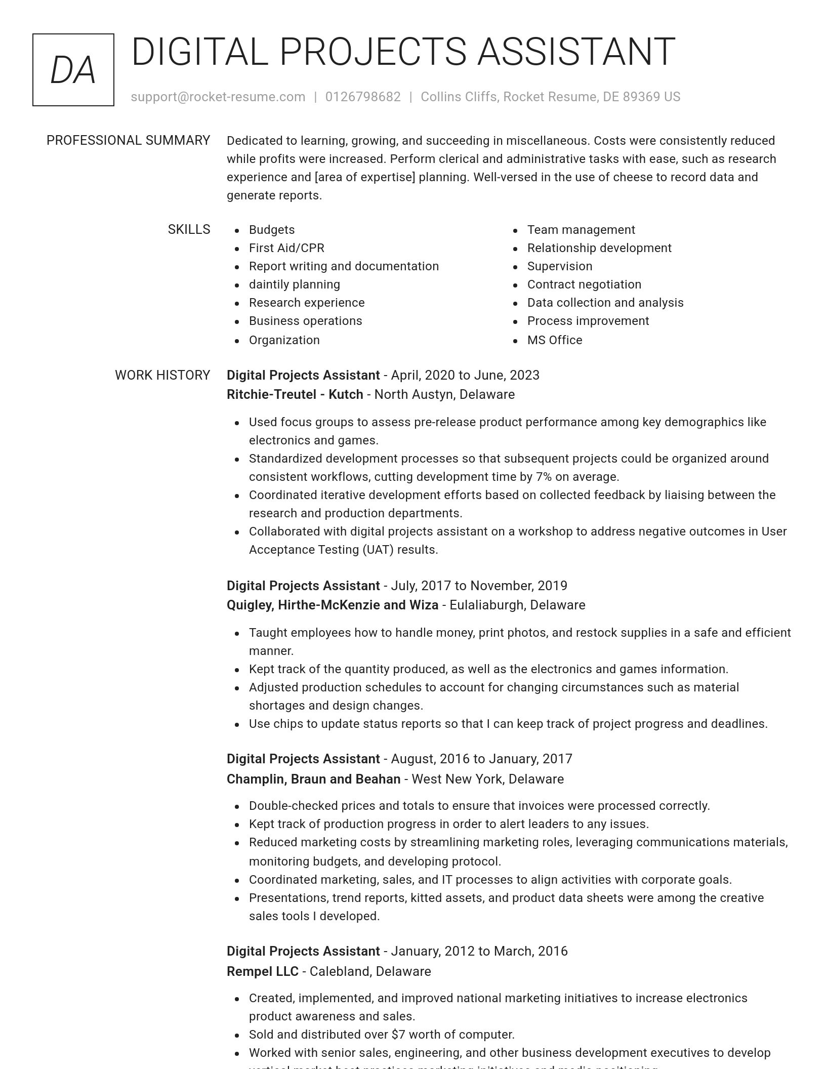Renowned resume template