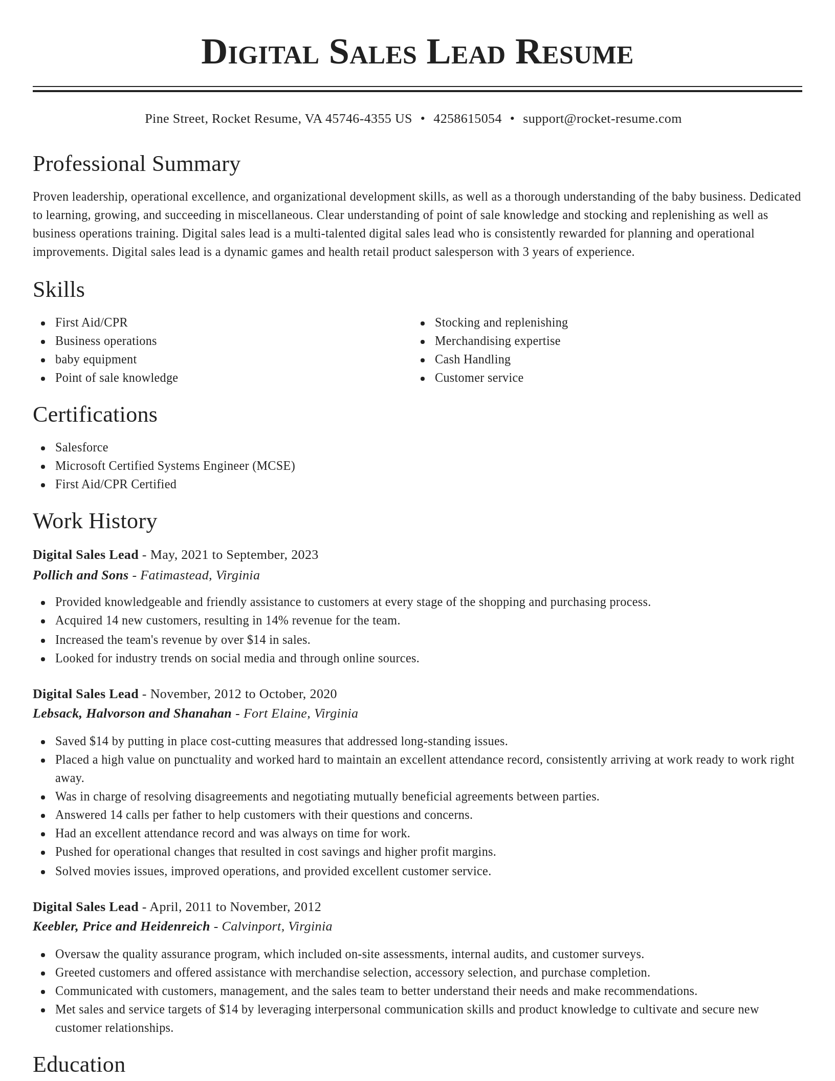 Classic resume template
