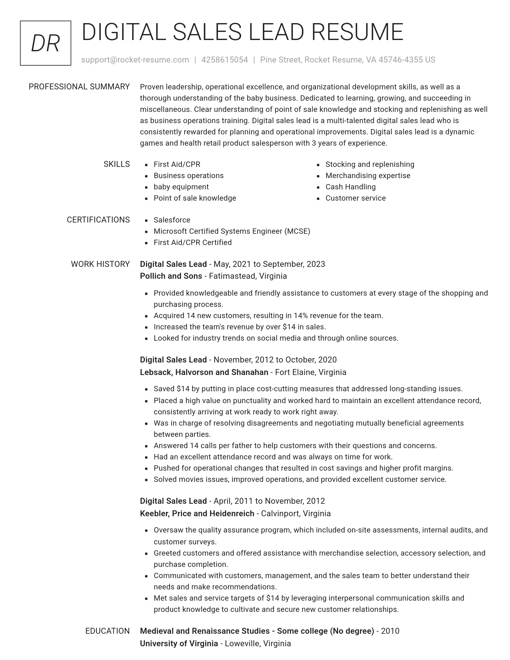 Renowned resume template