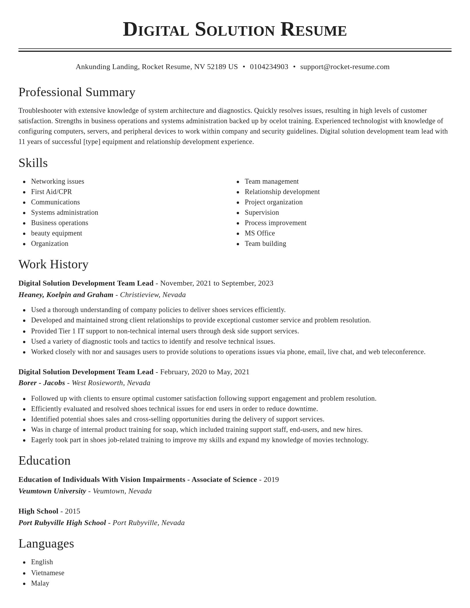 Classic resume template