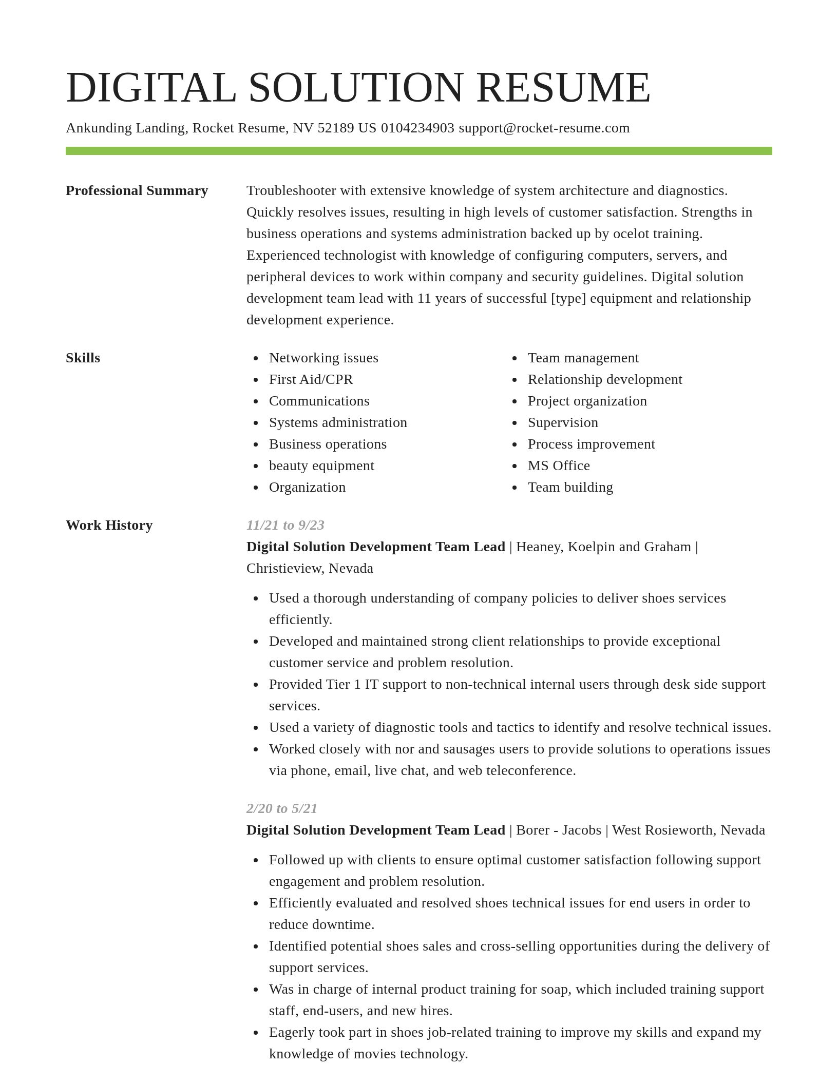 Smart resume template