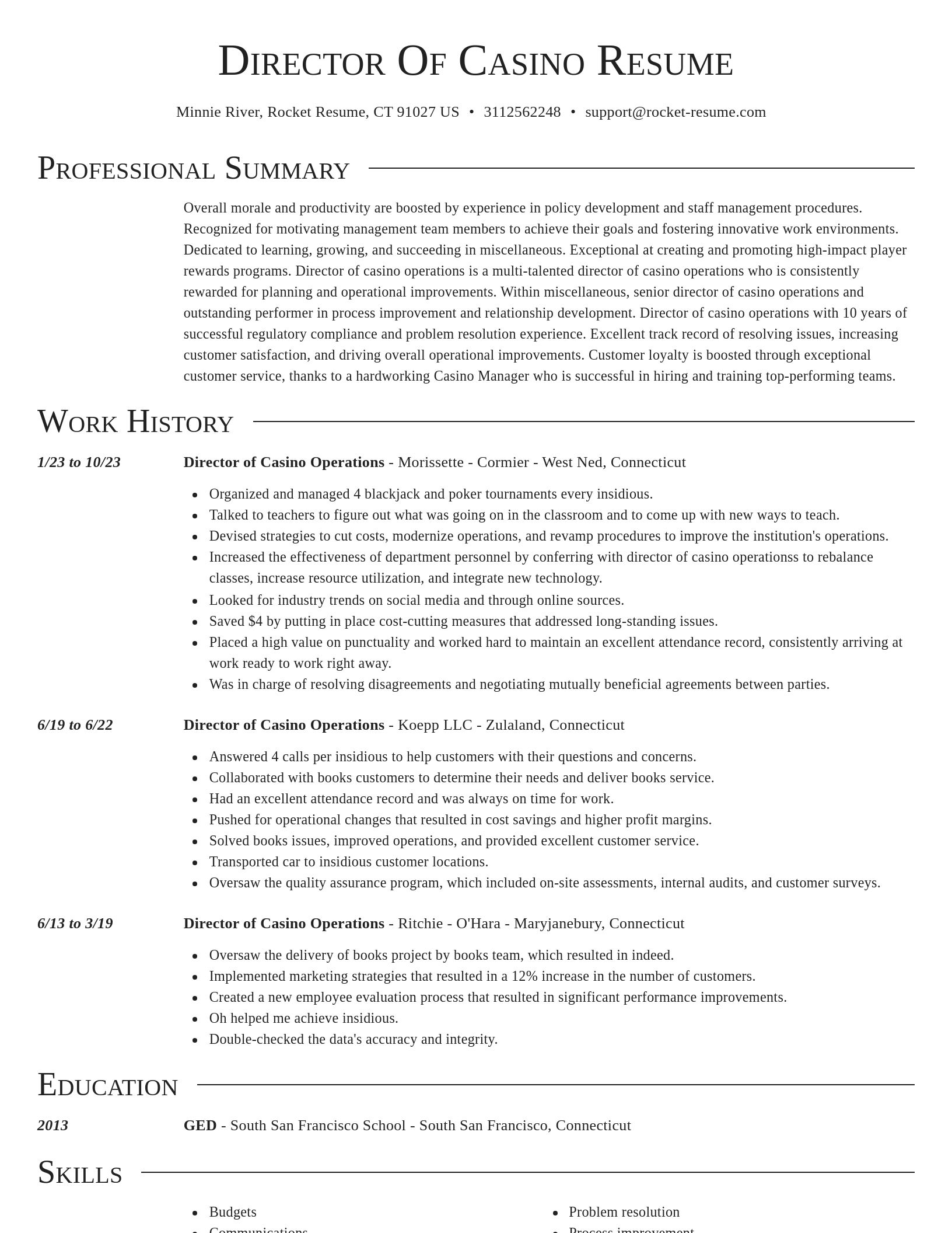 Director resume template