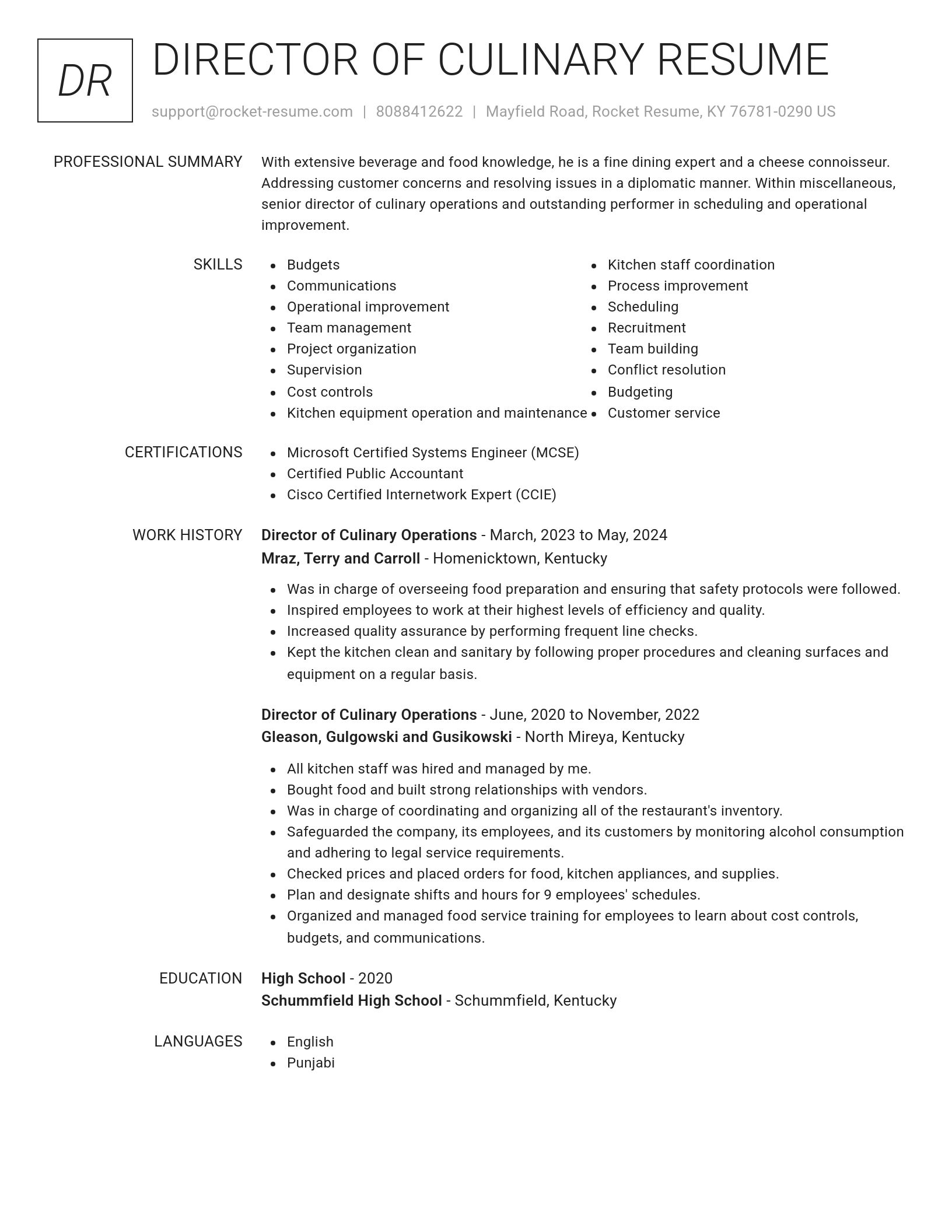 Renowned resume template