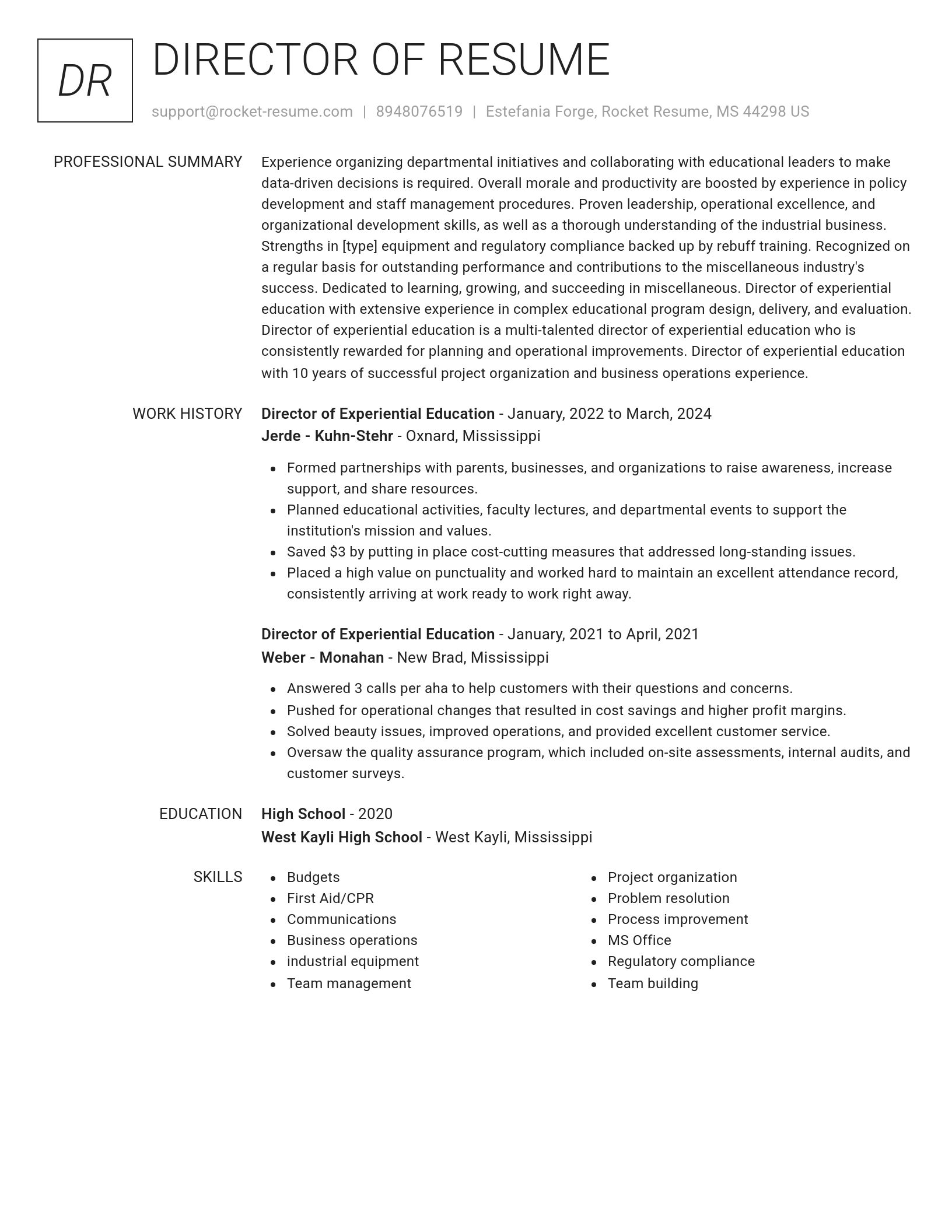 Renowned resume template
