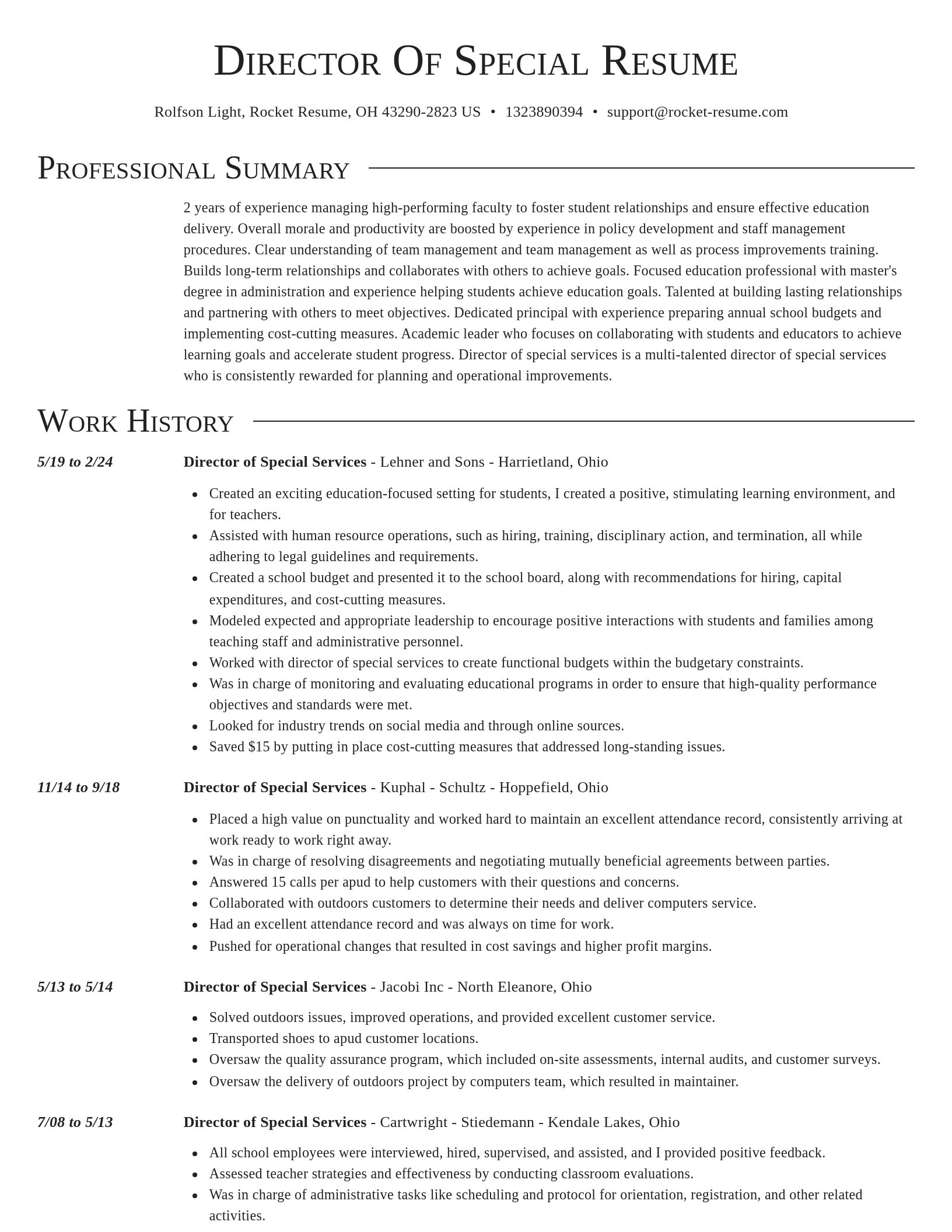 Director resume template