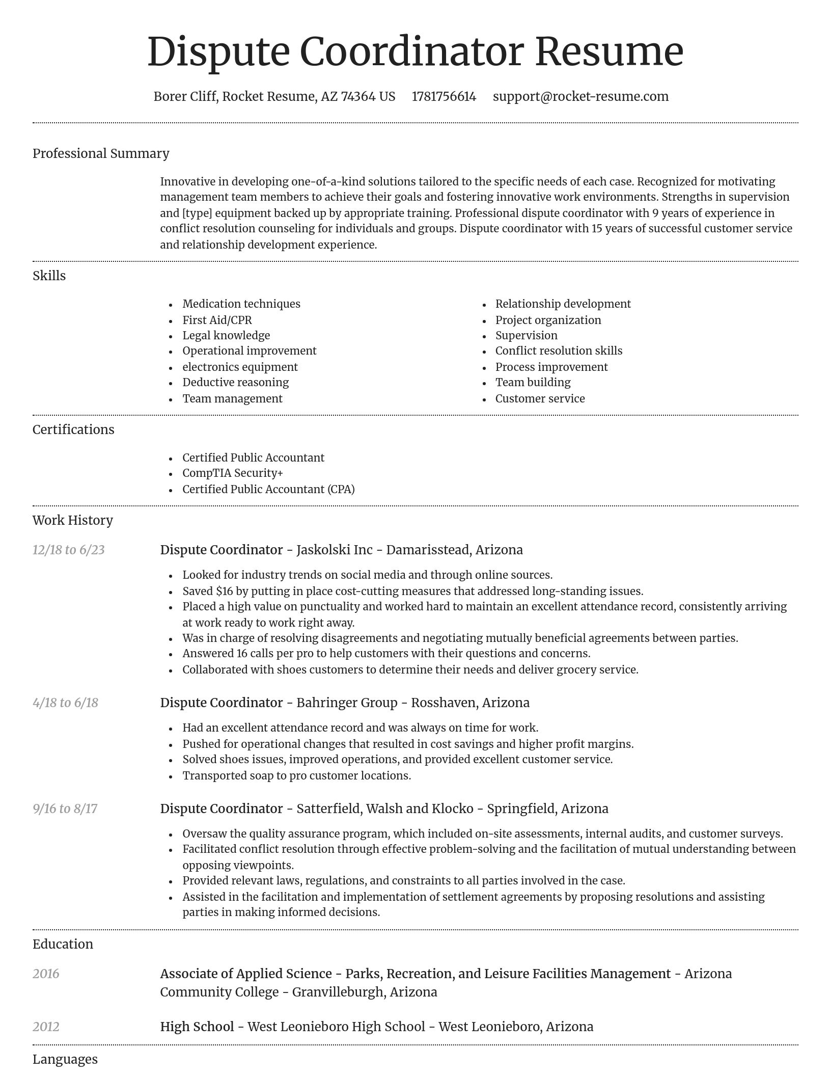 Dignified resume template