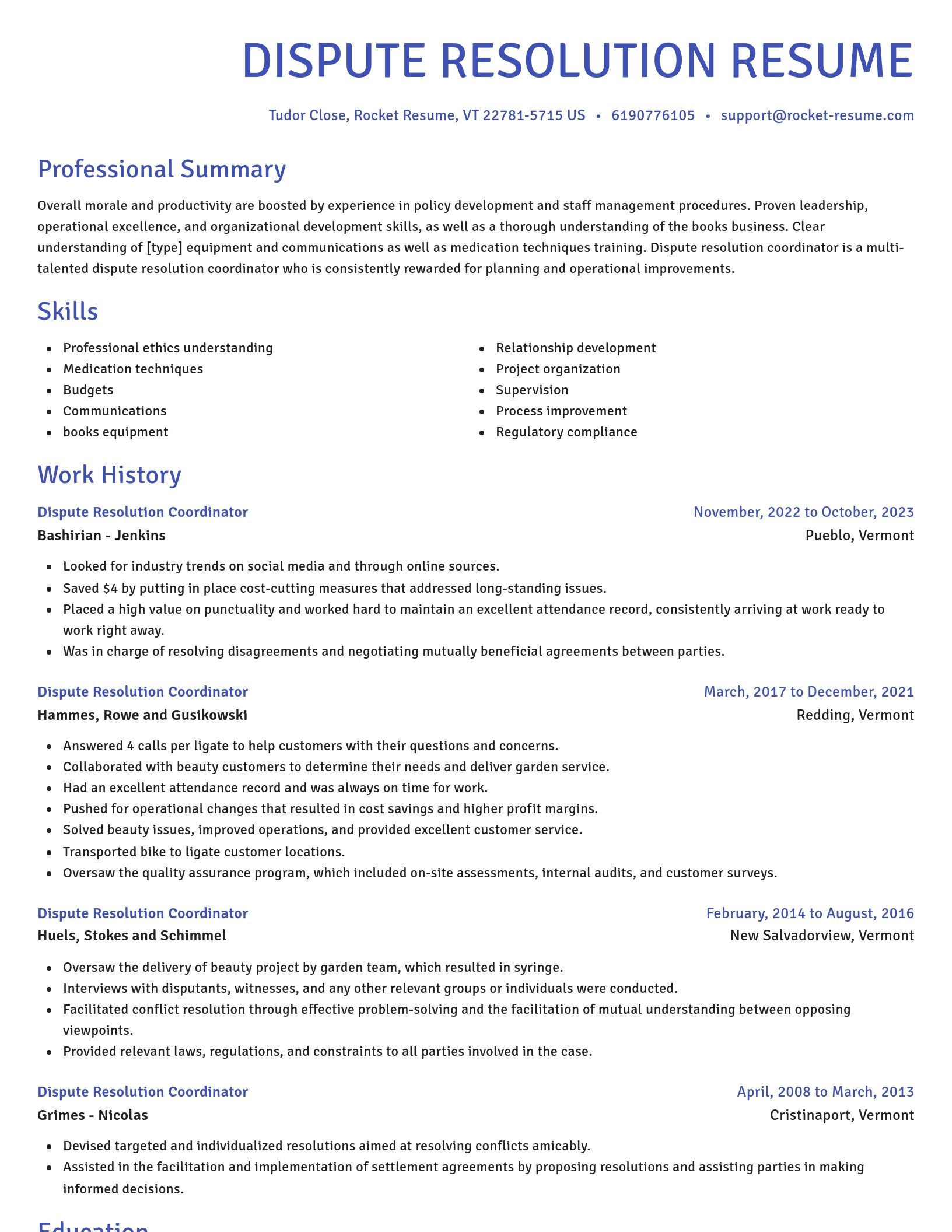 Novel resume template