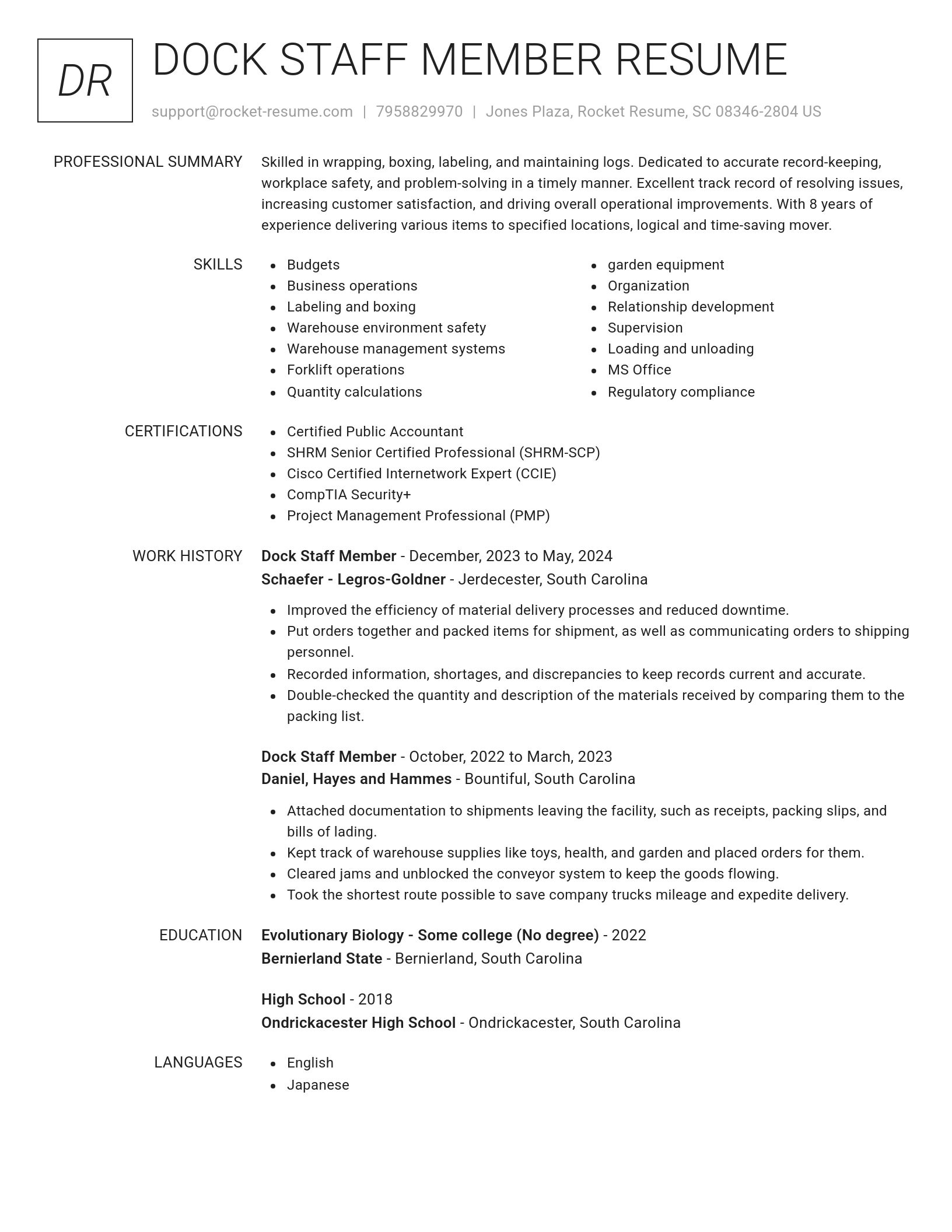 Renowned resume template