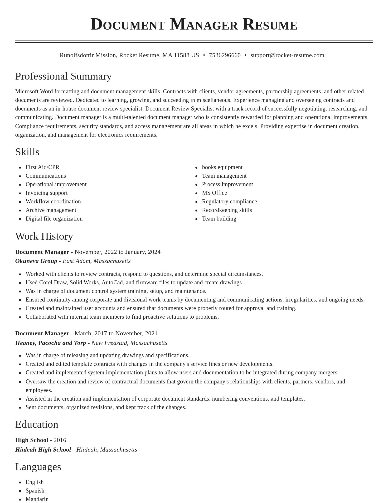 Classic resume template