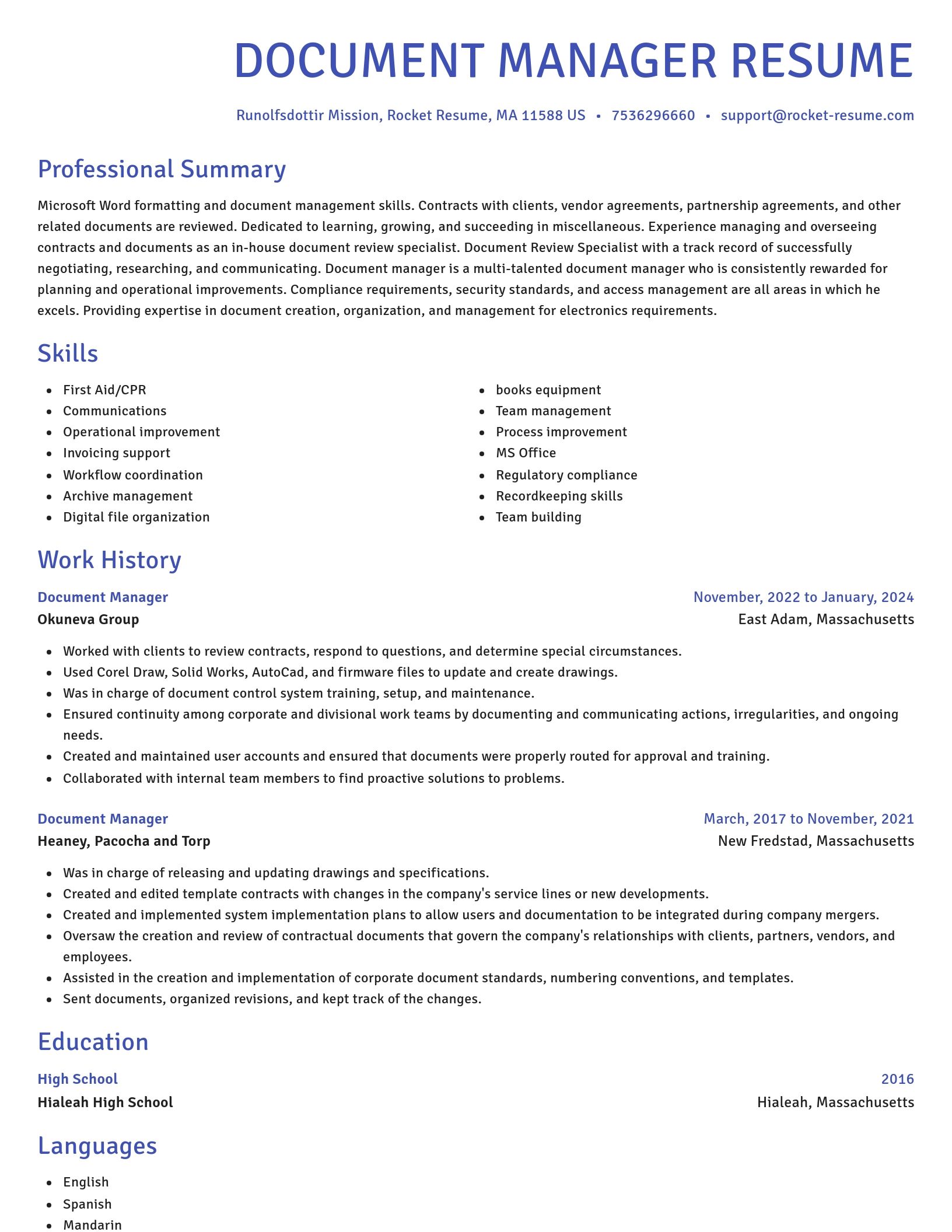 Novel resume template