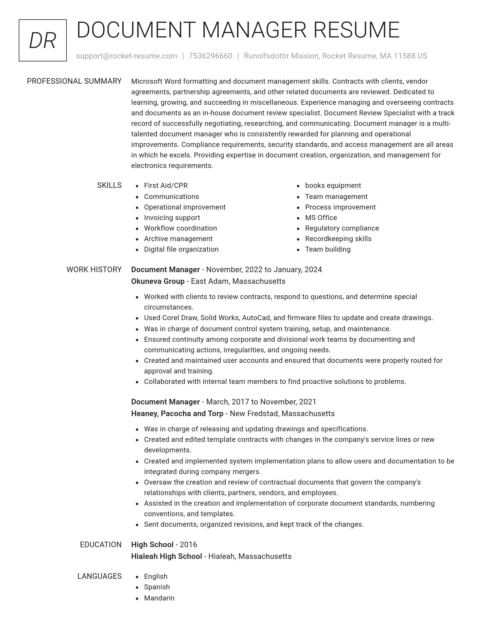 Renowned resume template