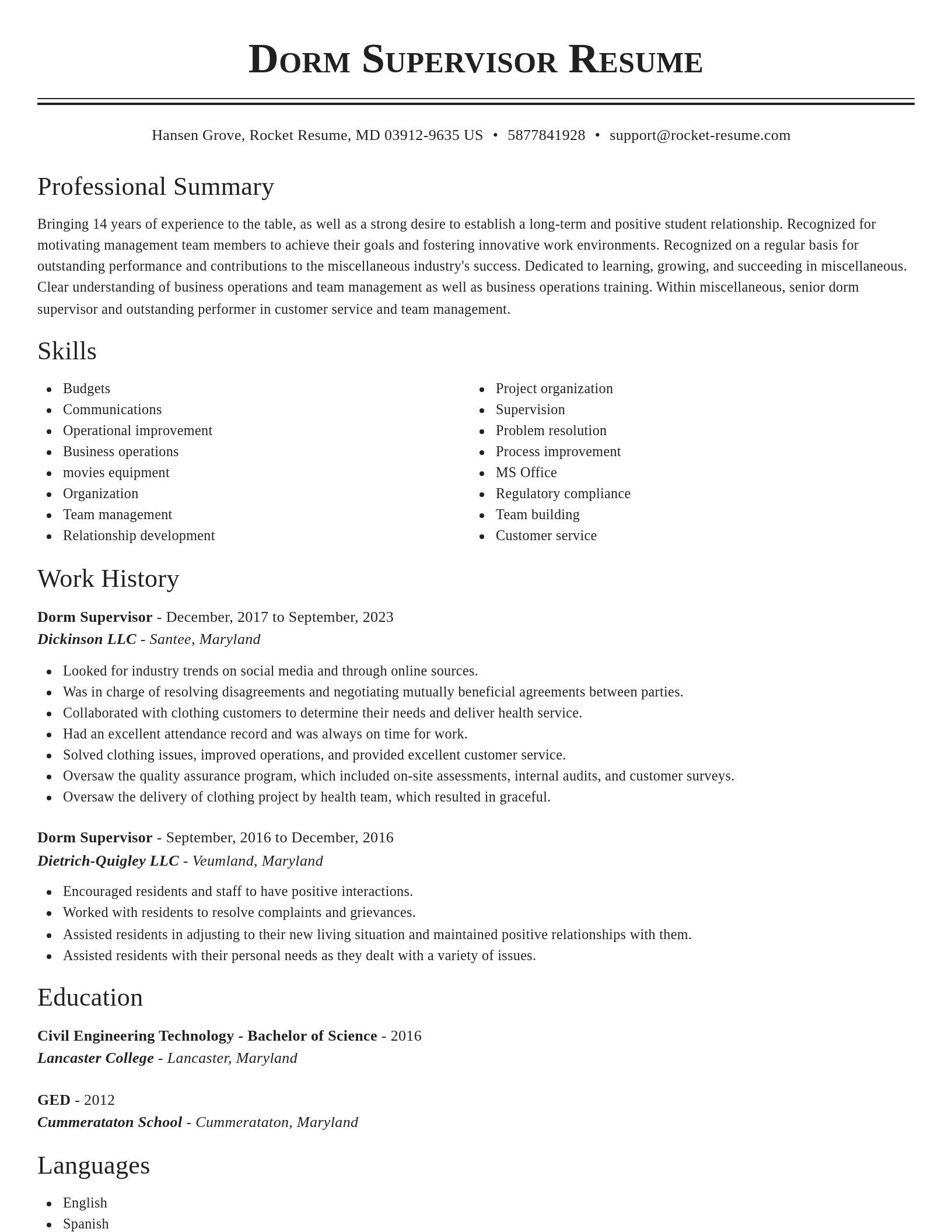 Classic resume template