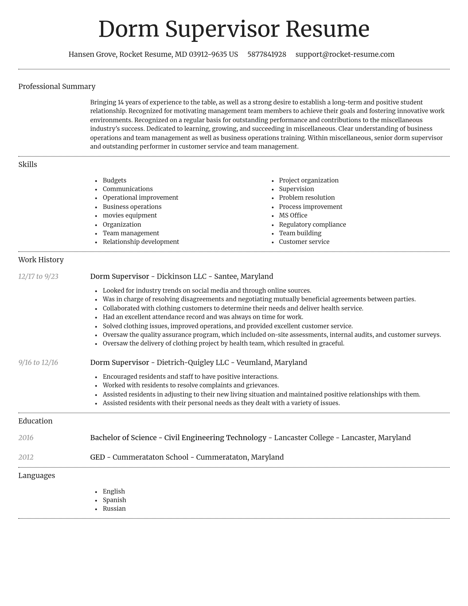 Dignified resume template