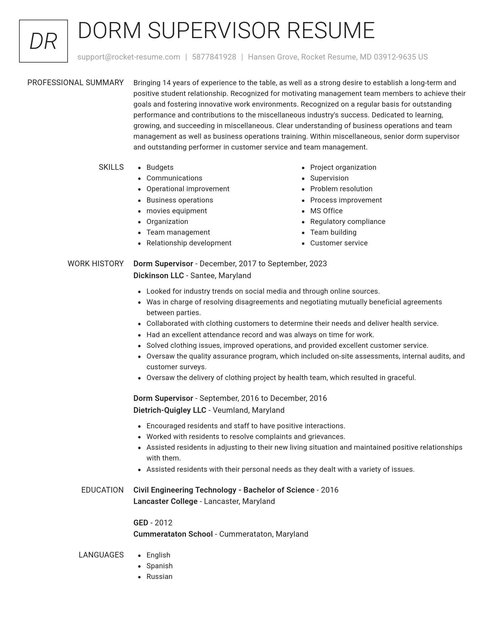 Renowned resume template