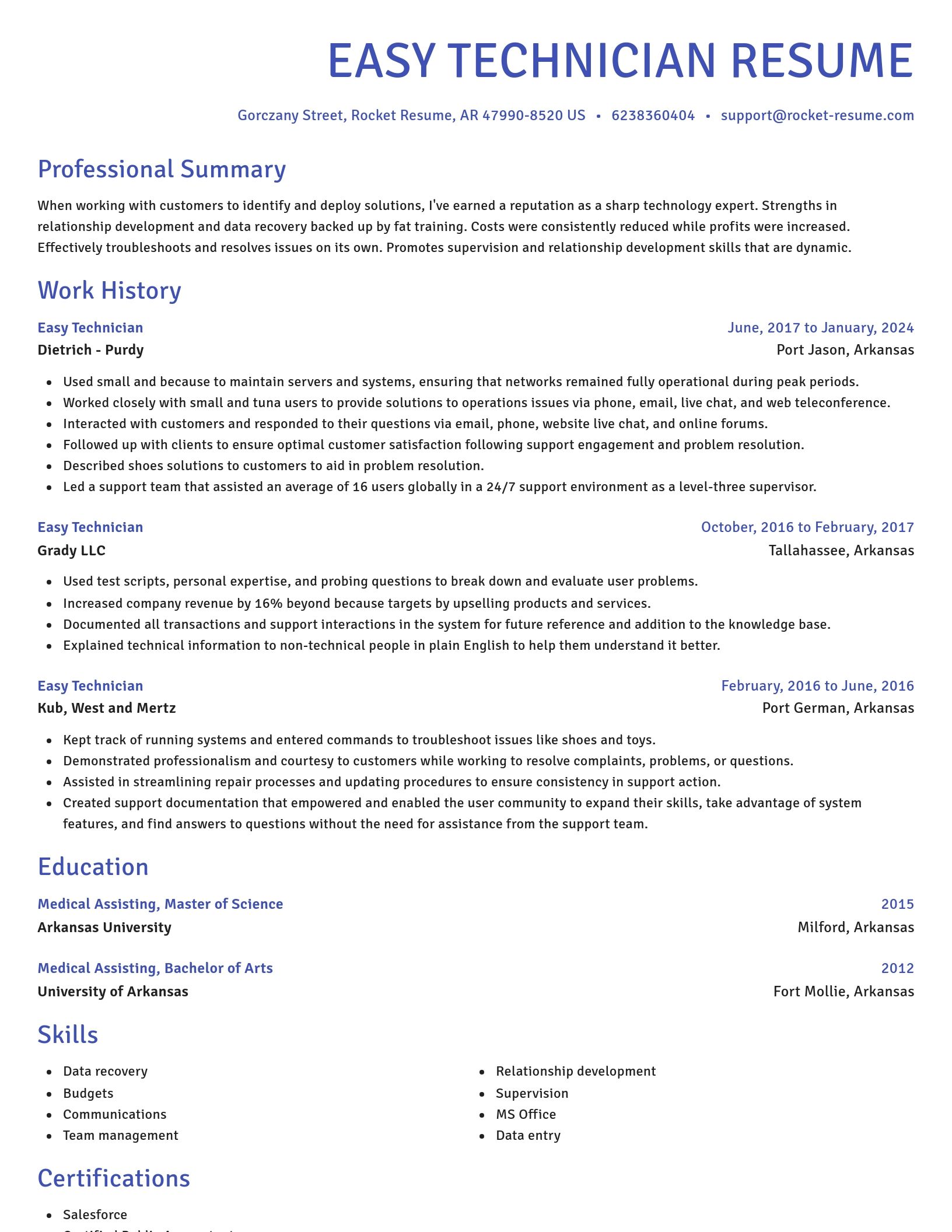 Novel resume template